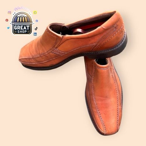 Rockport Size 9.5 ROCKPORT Mens Slip On Leader 2 BIKE Toe Brown SHOES Size US 9.5 / EU 42-43 - 6 Thumbnail