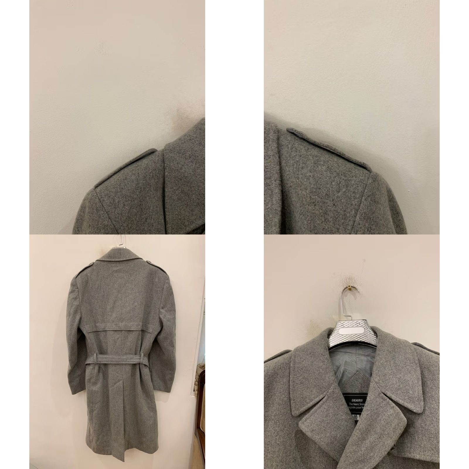 Vintage VINTAGE Bespoke Coat Adult 46L XL Gray Wool Double Breasted Belted Overcoat 1970s Italian Style Mens Size US S / EU 44-46 / 1 - 8 Thumbnail