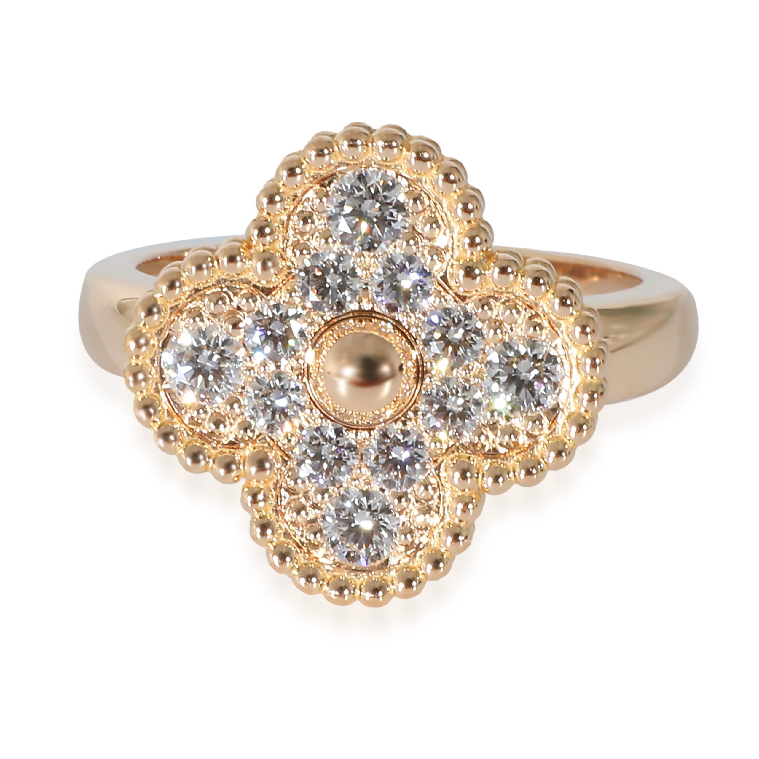 Van Cleef Arpels Alhambra Diamond Ring in 18k Rose Gold CTW