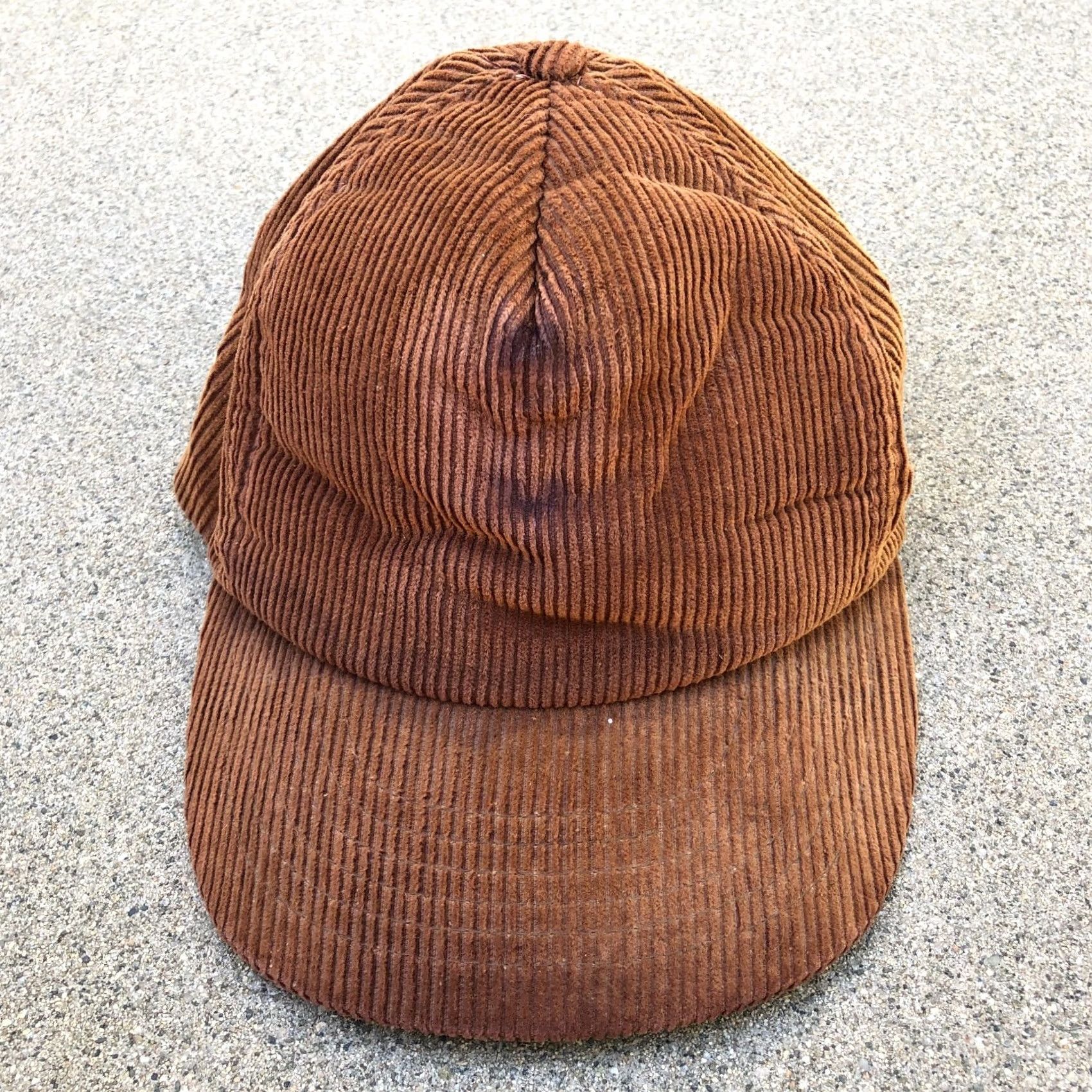 Crown Cap VINTAGE Designer Award Cap Corduroy Strapback Hat Men's M/L Brown Cap 80s Adjustable Stonewashed? Size ONE SIZE - 2 Thumbnail