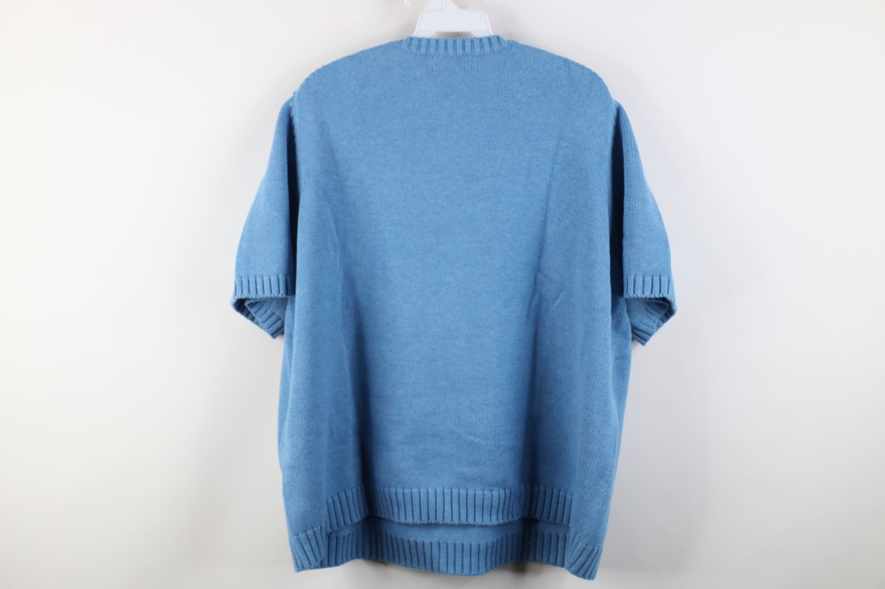 Lands' End Vintage 90s Lands End Blank Cotton Knit Short Sleeve Sweater Size XXL / US 16-18 / IT 52-54 - 8 Thumbnail