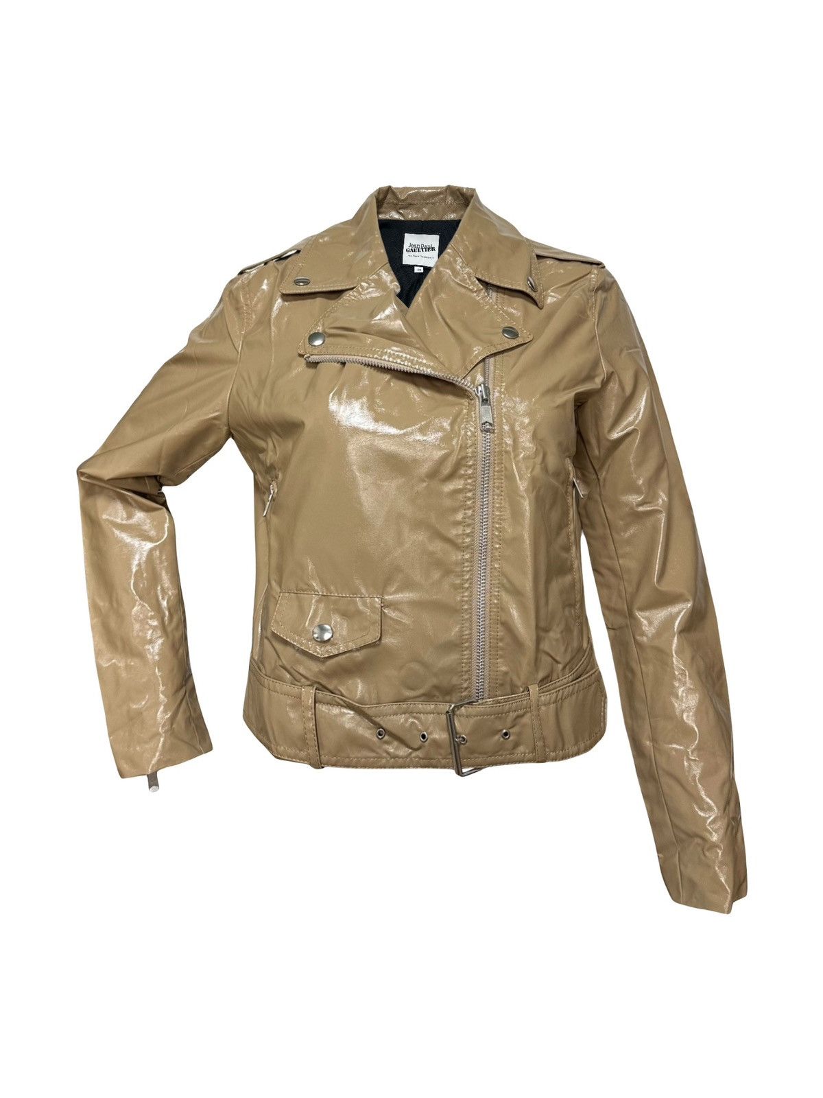 image of Jean Paul Gaultier Zip Biker Jacket in Beige, Women's (Size XS)