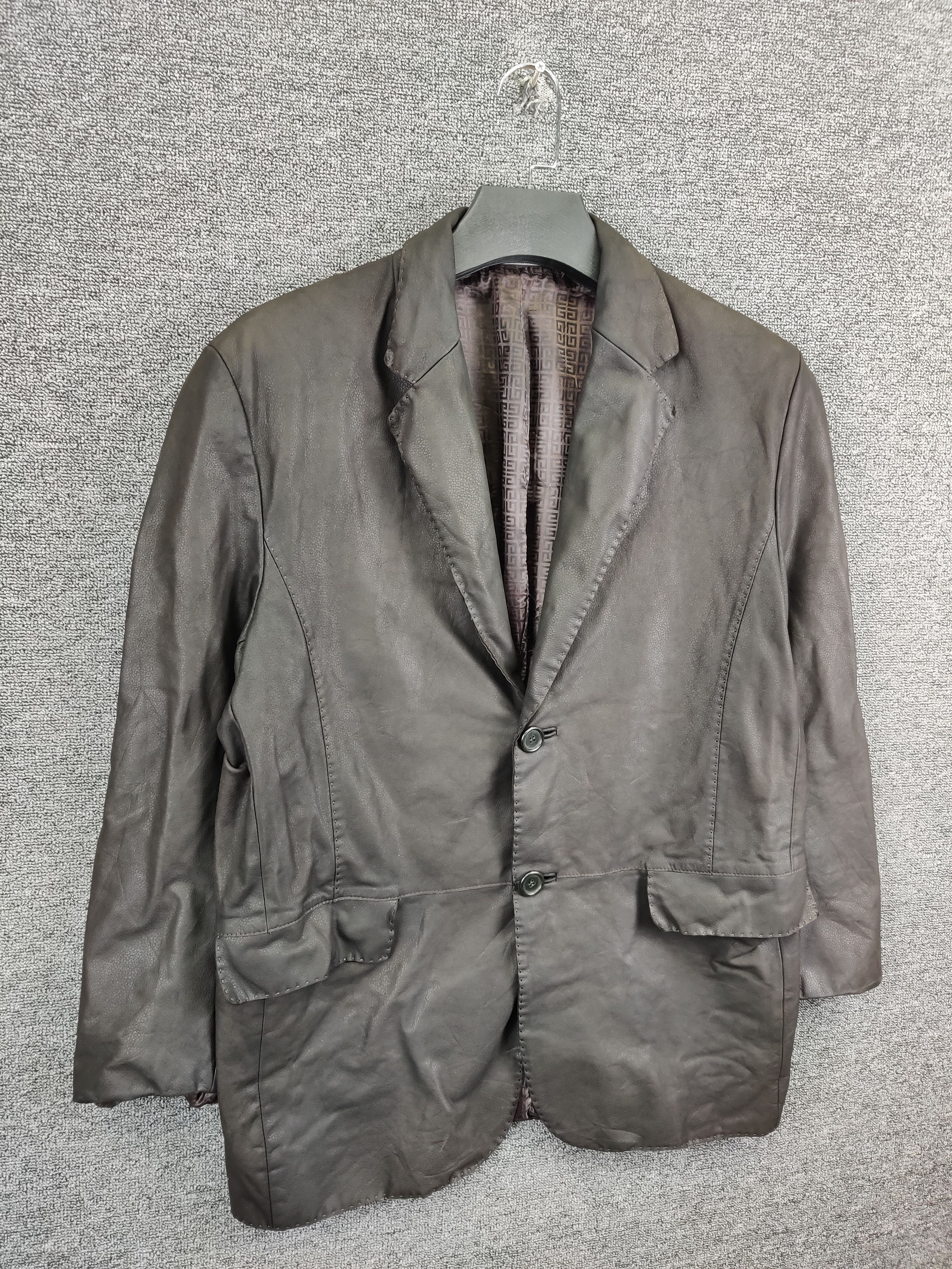 Givenchy Vintage Givenchy Brown Leather Blazer Coat Jacket Size US L / EU 52-54 / 3 - 5 Thumbnail