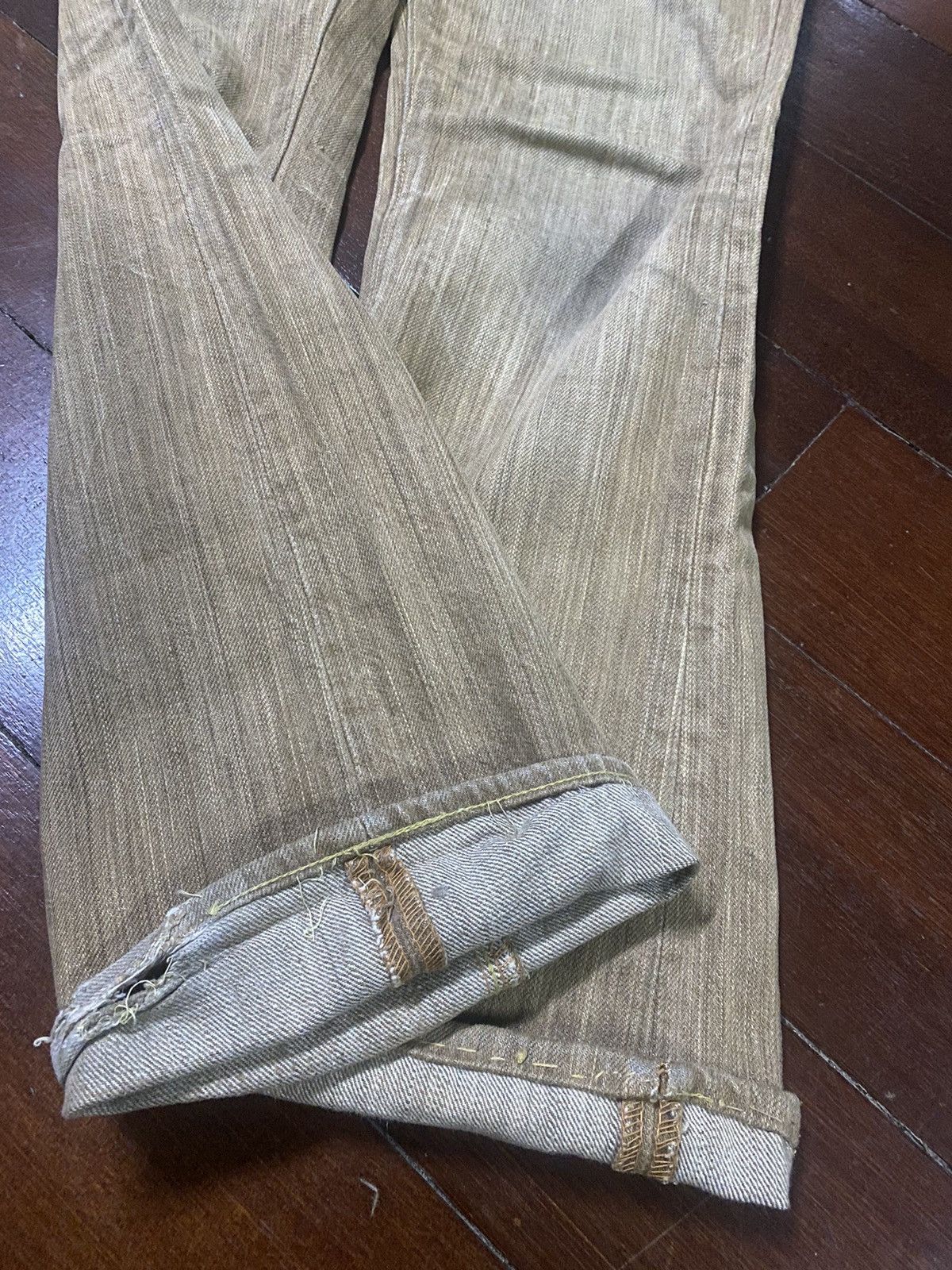 Japanese Brand VINTAGE SUGAR CANES 285 BROWN CREAM DENIM small bootcut Size US 31 - 19 Thumbnail