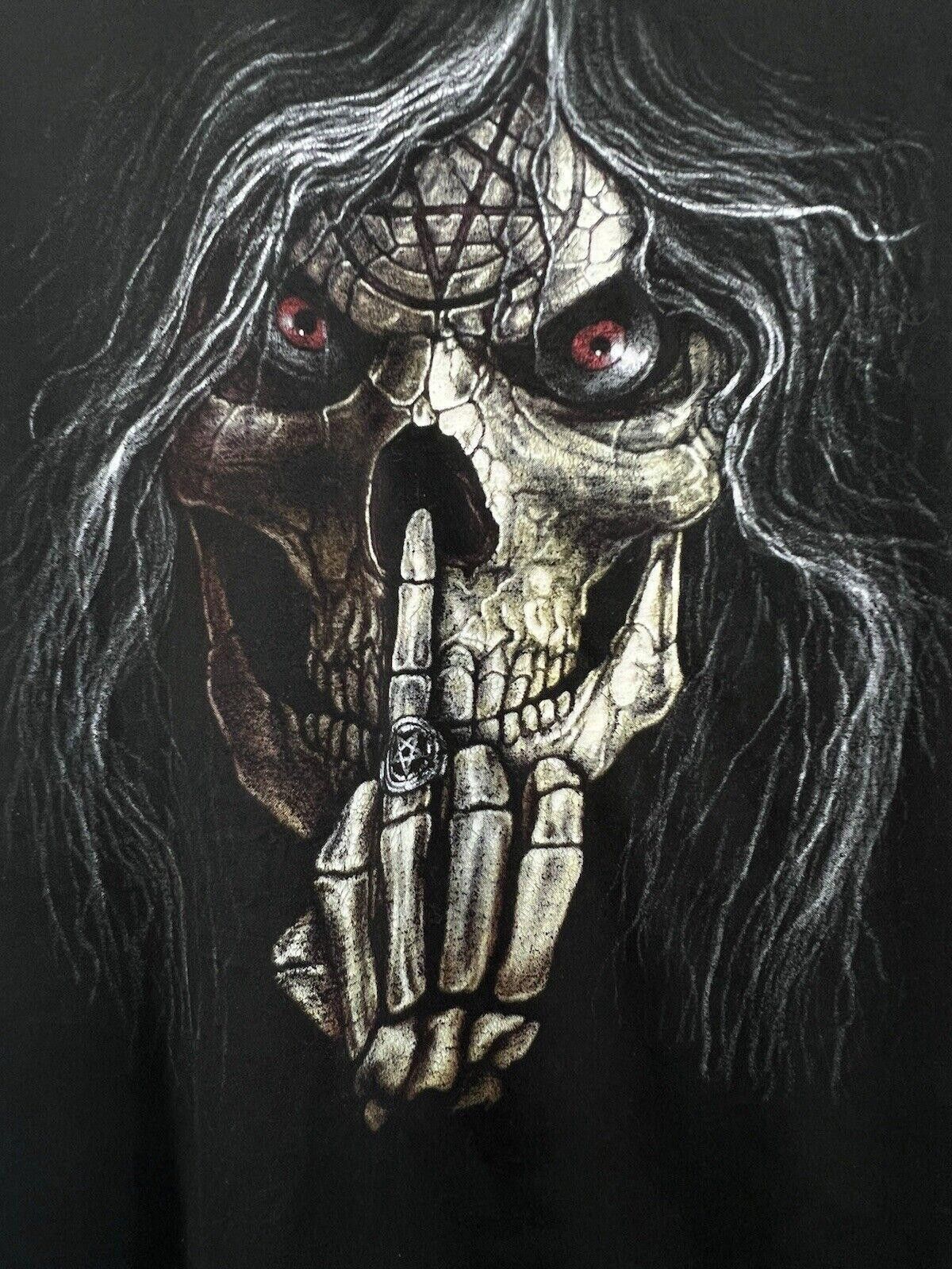 Designer Skull pentagram Print (2 Sided), 90s Vintage, size XL,#TG Size US XL / EU 56 / 4 - 2 Thumbnail