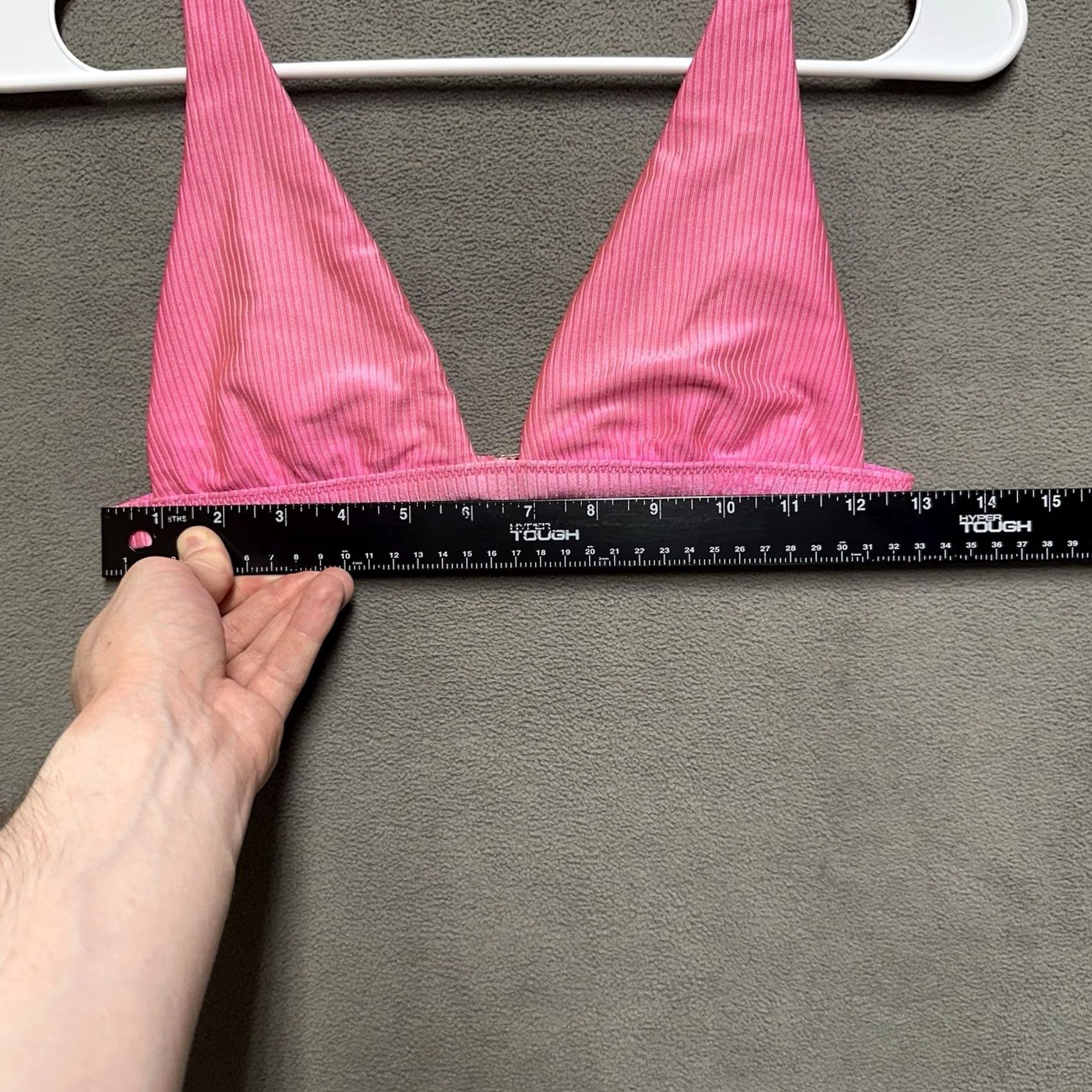 Vintage Aerie American Eagle Bikini Top Womens XS Pink Ribbed Shine Triangle Size XS / US 0-2 / IT 36-38 - 4 Thumbnail
