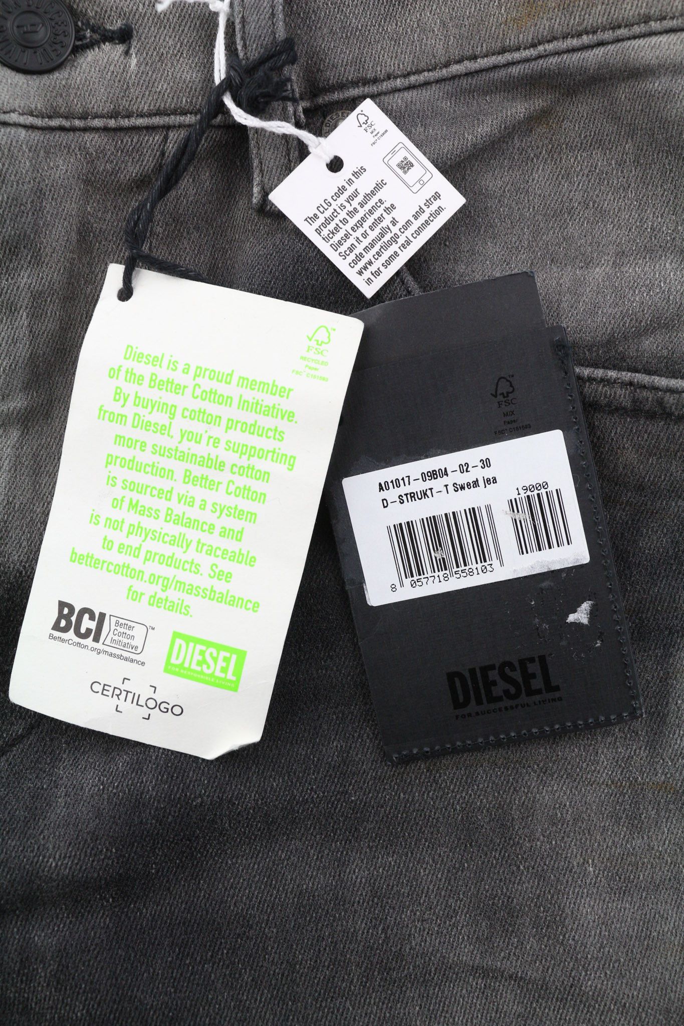 Diesel D-STRUKT JOGG 09B04 W30 Slim Stretch Black 40442 Size US 30 / EU 46 - 7 Thumbnail
