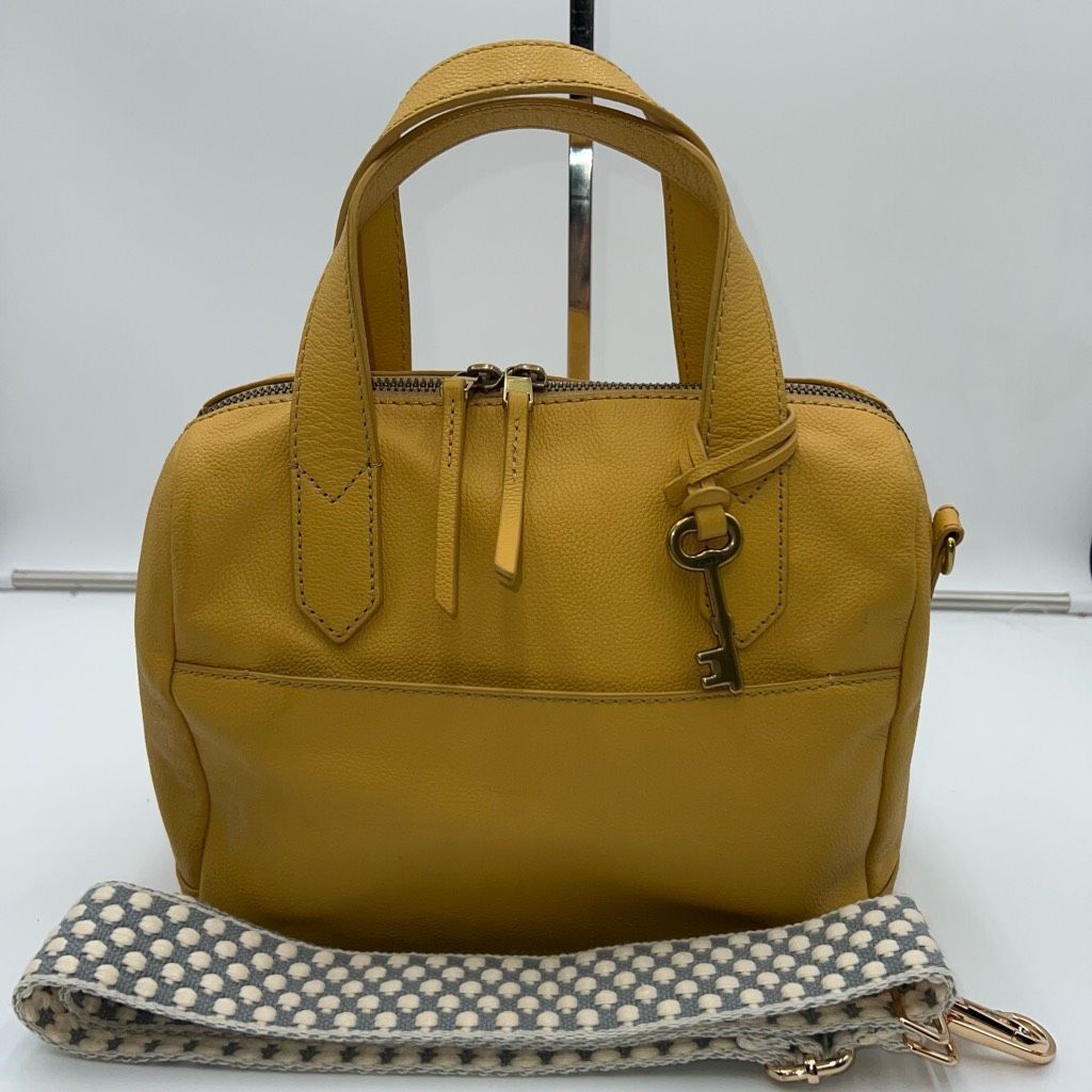 Fossil Fossil Yellow Leather Satchel with Unbranded Guitar Strap Size ONE SIZE - 1 Thumbnail