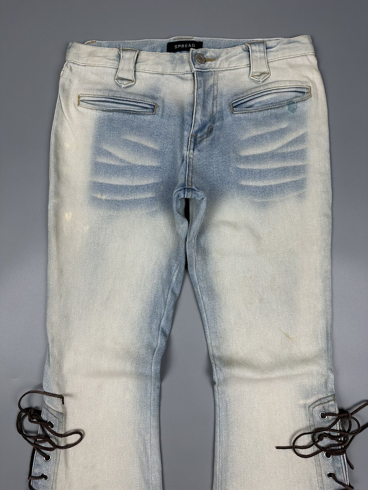 If Six Was Nine × Le Grande Bleu (L.G.B.) 🔥Sick Nine🔥Vintage Spread Micros Flared Cowboy Jeans Size US 28 / EU 44 - 5 Thumbnail
