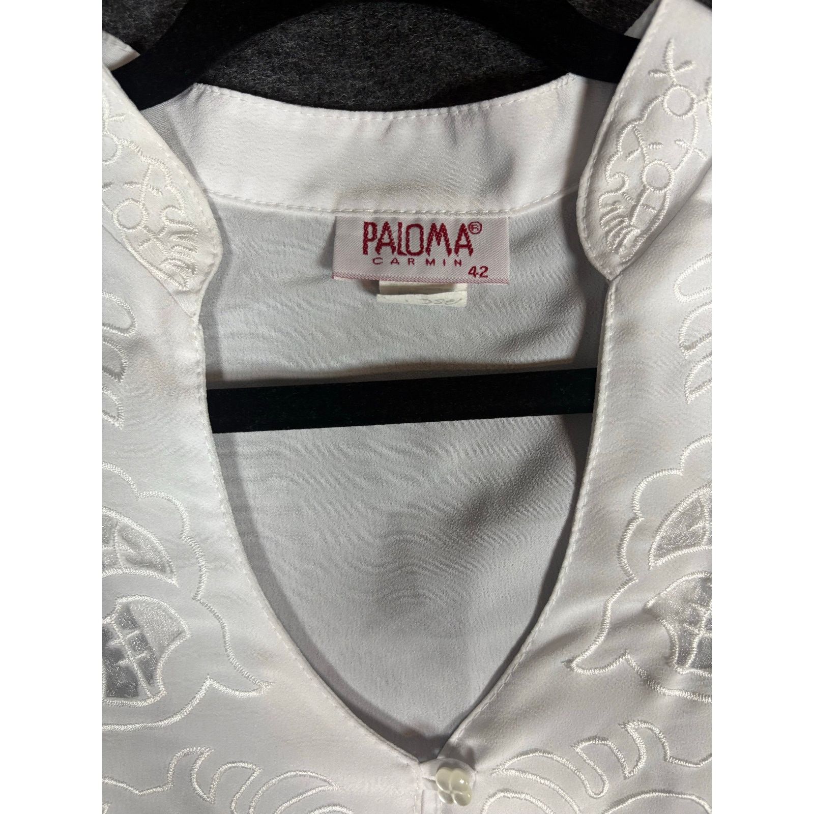 Other Paloma Carmina White Embroidered Blouse Vintage Style #0464 Size M / US 6-8 / IT 42-44 - 2 Thumbnail