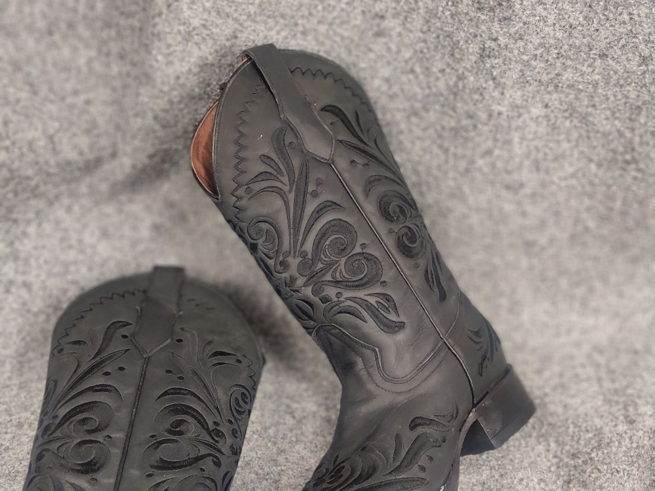 Sancho Boots Circle G Cowboy Western Black Leather Boots Vintage Shoes Size US 9 / IT 39 - 14 Thumbnail