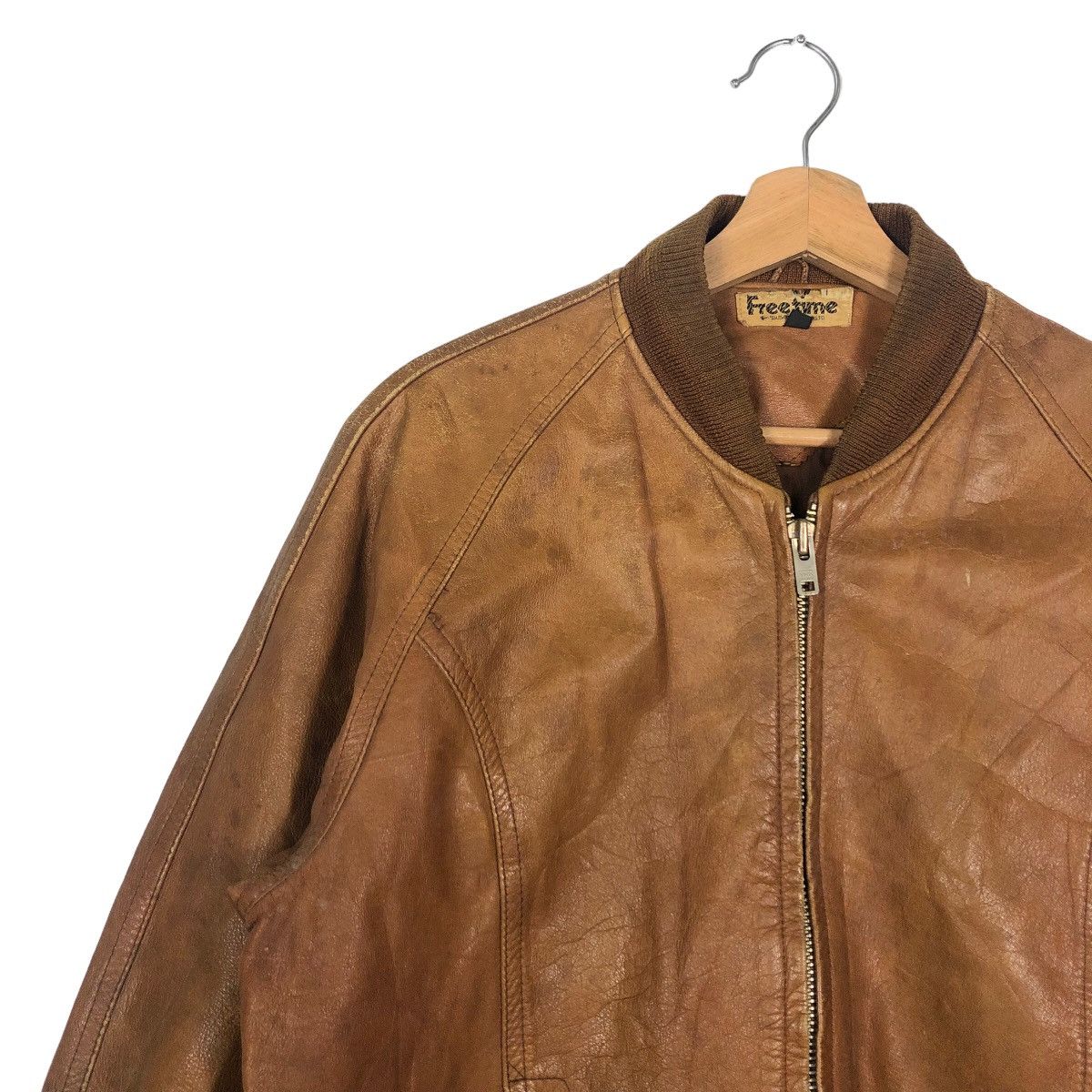 Japanese Brand 🔥90’s Vintage Leather Bomber Jacket Free Time Issey Miyake Size US XL / EU 56 / 4 - 6 Thumbnail