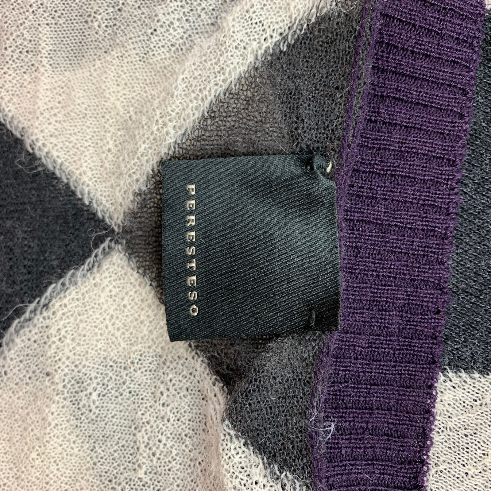 Other PERESTESO 6 Purple Knitted Argyle Virgin Wool Blend Cardigan Size M / US 6-8 / IT 42-44 - 5 Thumbnail