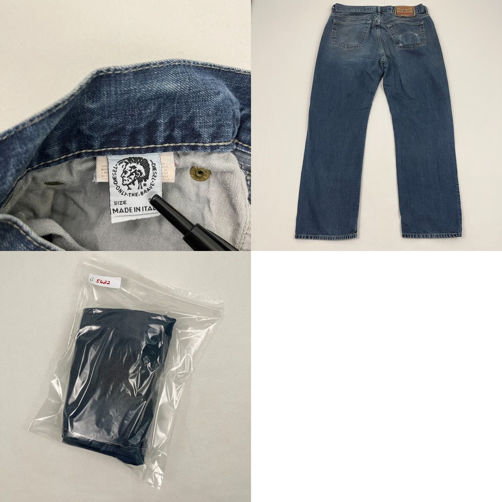 Diesel Diesel Jeans Mens 33 x 28 Straight Jeans Blue Denim Grunge Button Fly Y2K Regular Rise Mid Pattern Solid 5-Pocket Size US 33 - 9 Thumbnail