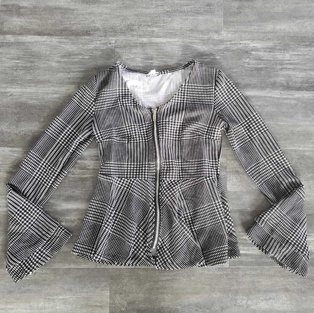 Designer Black White Detailed LNY Business Zip Up Size S / US 4 / IT 40 - 1 Thumbnail