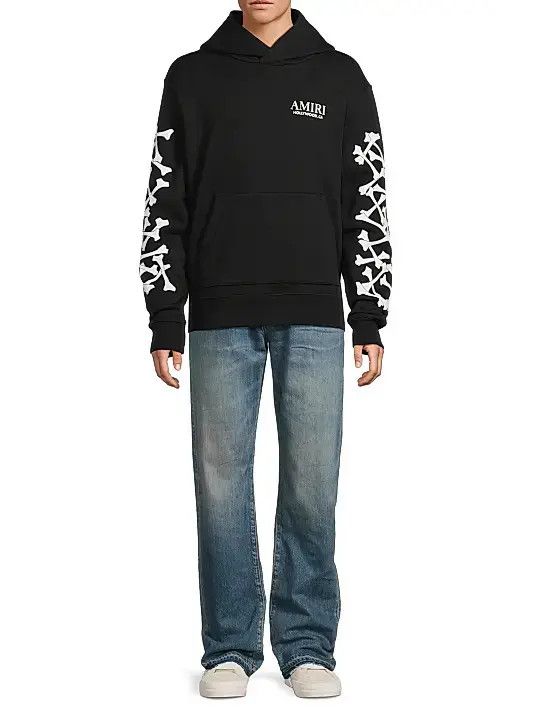Amiri o1s1wg110426 Bones Stacked Hoodie in Black Size US XXS / EU 40 - 2 Thumbnail
