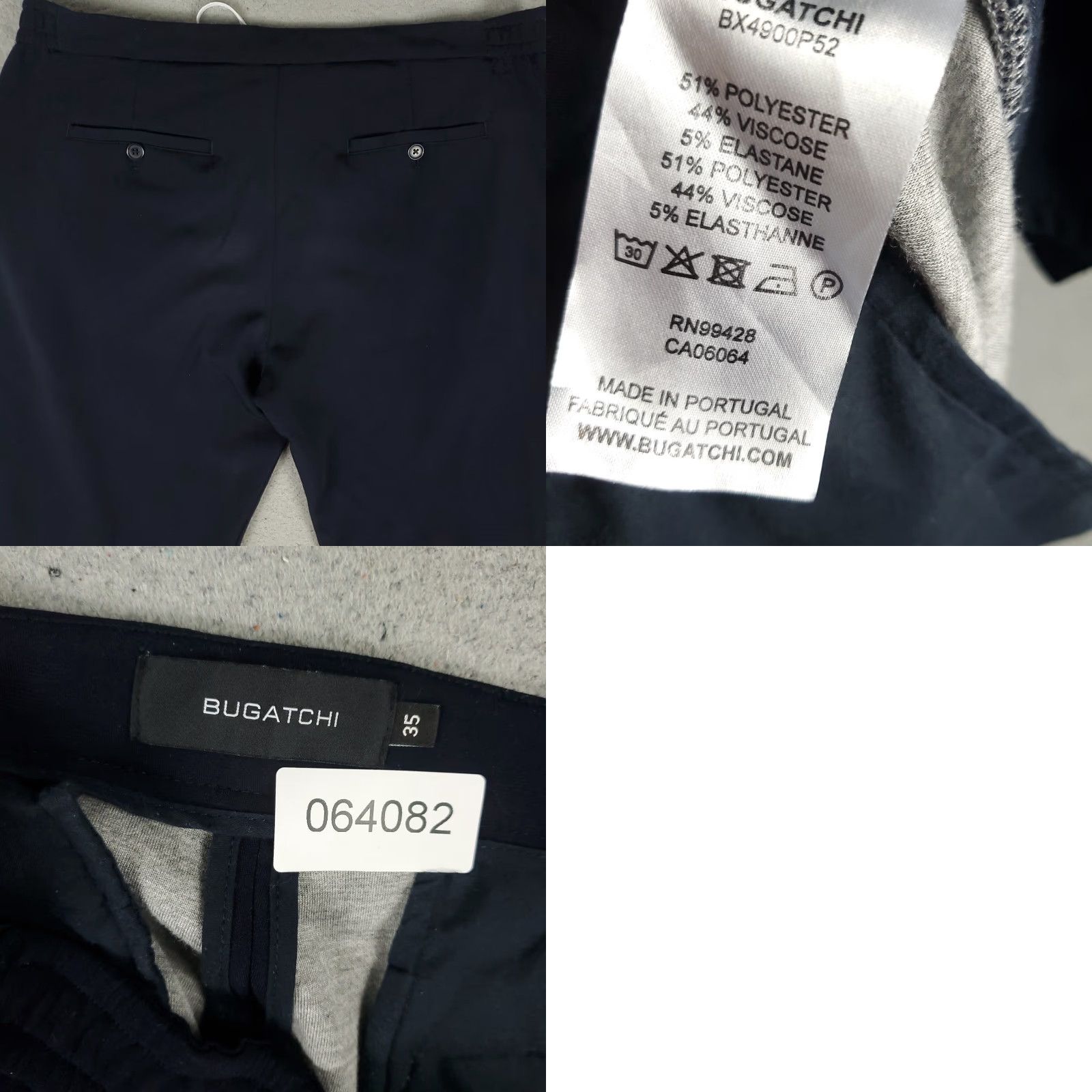 BUGATCHI BUGATCHI Pants Mens 35x29 Navy Blue Stretch Slash Pocket Tapered Chino Jogger Size US 35 - 8 Thumbnail