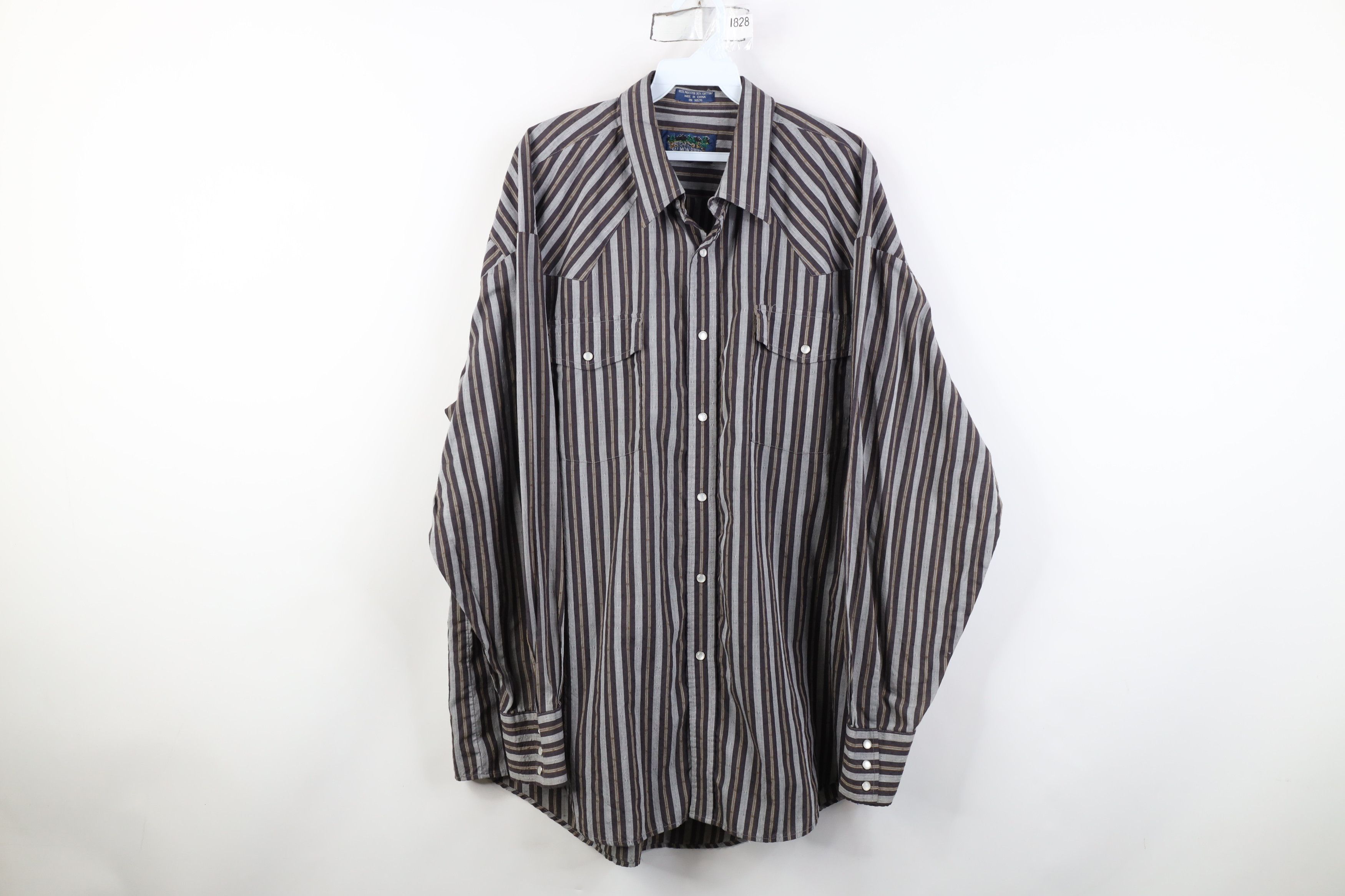 Vintage Vintage 90s Streetwear Cowboy Striped Snap Button Shirt Size US XXL / EU 58 / 5 - 1 Thumbnail