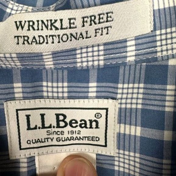 Vintage L.L. Bean Shirt Mens XL Tall Blue Plaid Button-Down Wrinkle Resistant Traditional Fit Casual Size US XL / EU 56 / 4 - 6 Thumbnail
