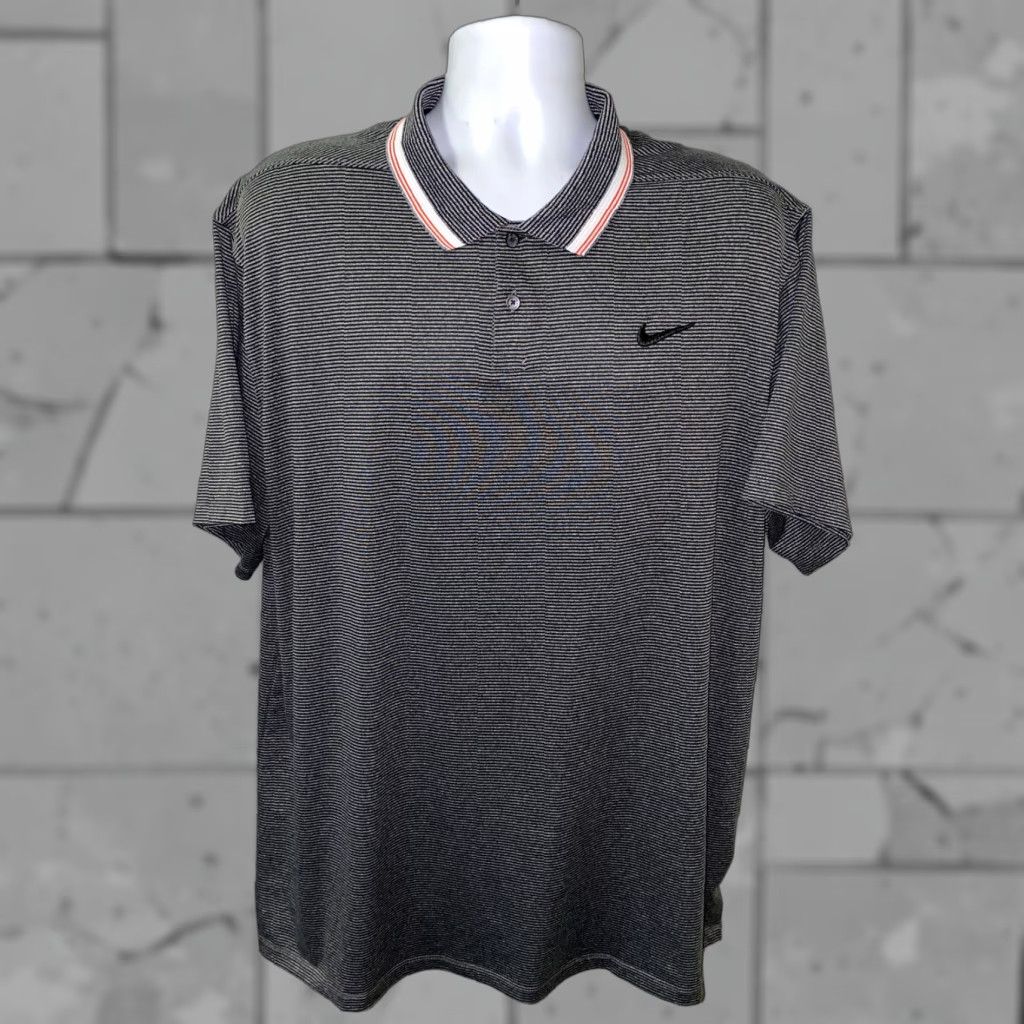 Nike Nikr Dri-Fit Nike Mens Gray/Black Striped Polo Shirt 2XL Size Size US XXL / EU 58 / 5 - 1 Thumbnail
