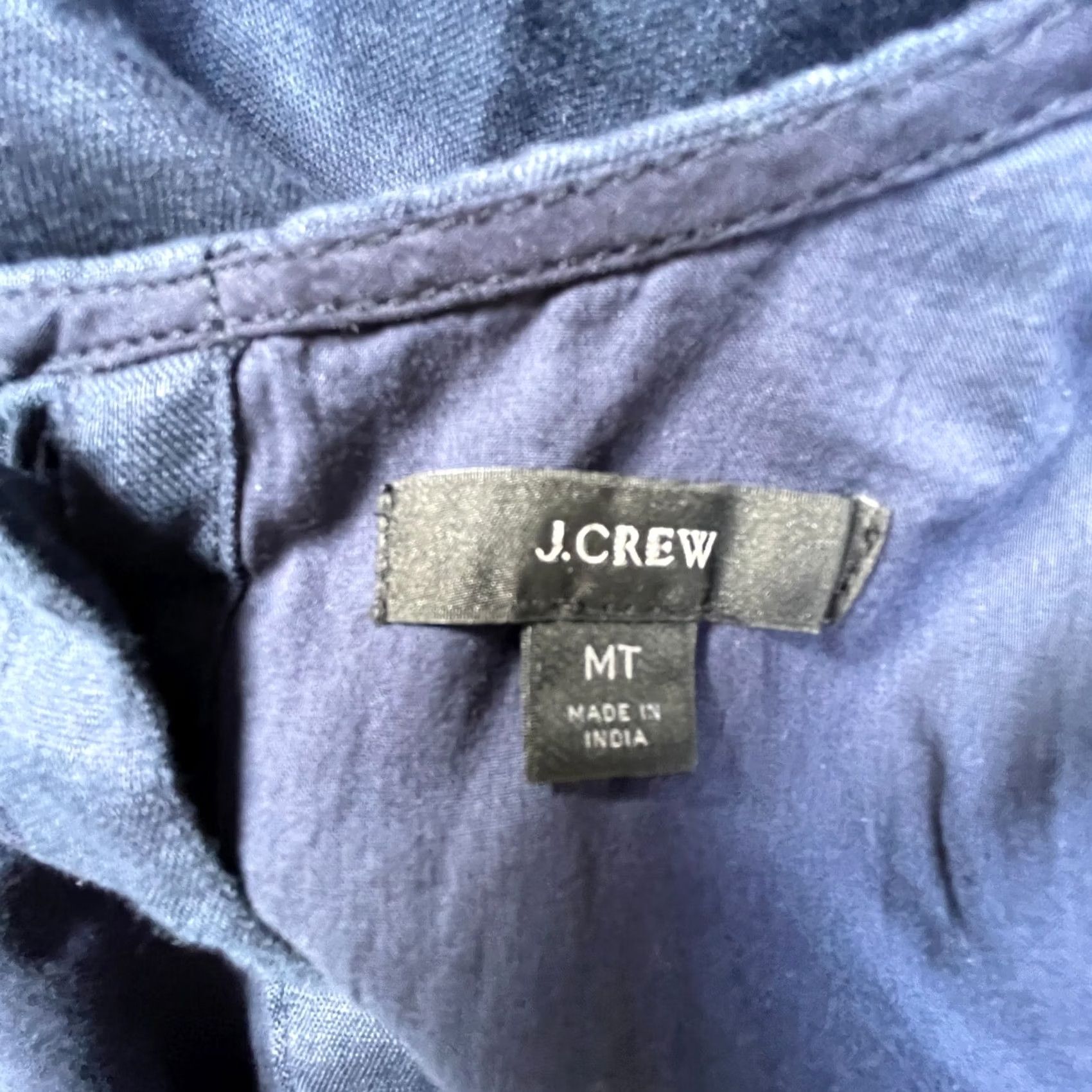 J.Crew J.Crew Linen Embroidered Button-Back Sleeveless Shift Dress Navy Medium Petite Navy Linen Embroidered Button Back Sleeveless Shift Dress Womens Size M / US 6-8 / IT 42-44 - 3 Thumbnail