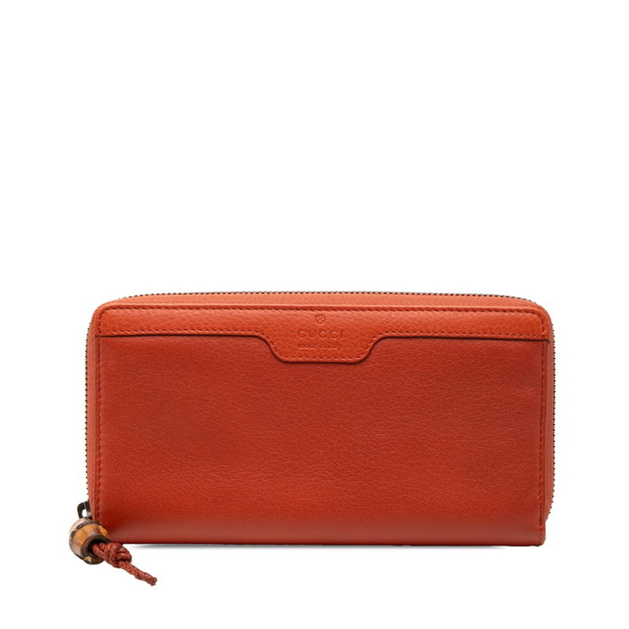 Gucci Gucci Bamboo Round Zip Long Wallet 339178 Orange Leather Women's GUCCI Size ONE SIZE - 1 Thumbnail