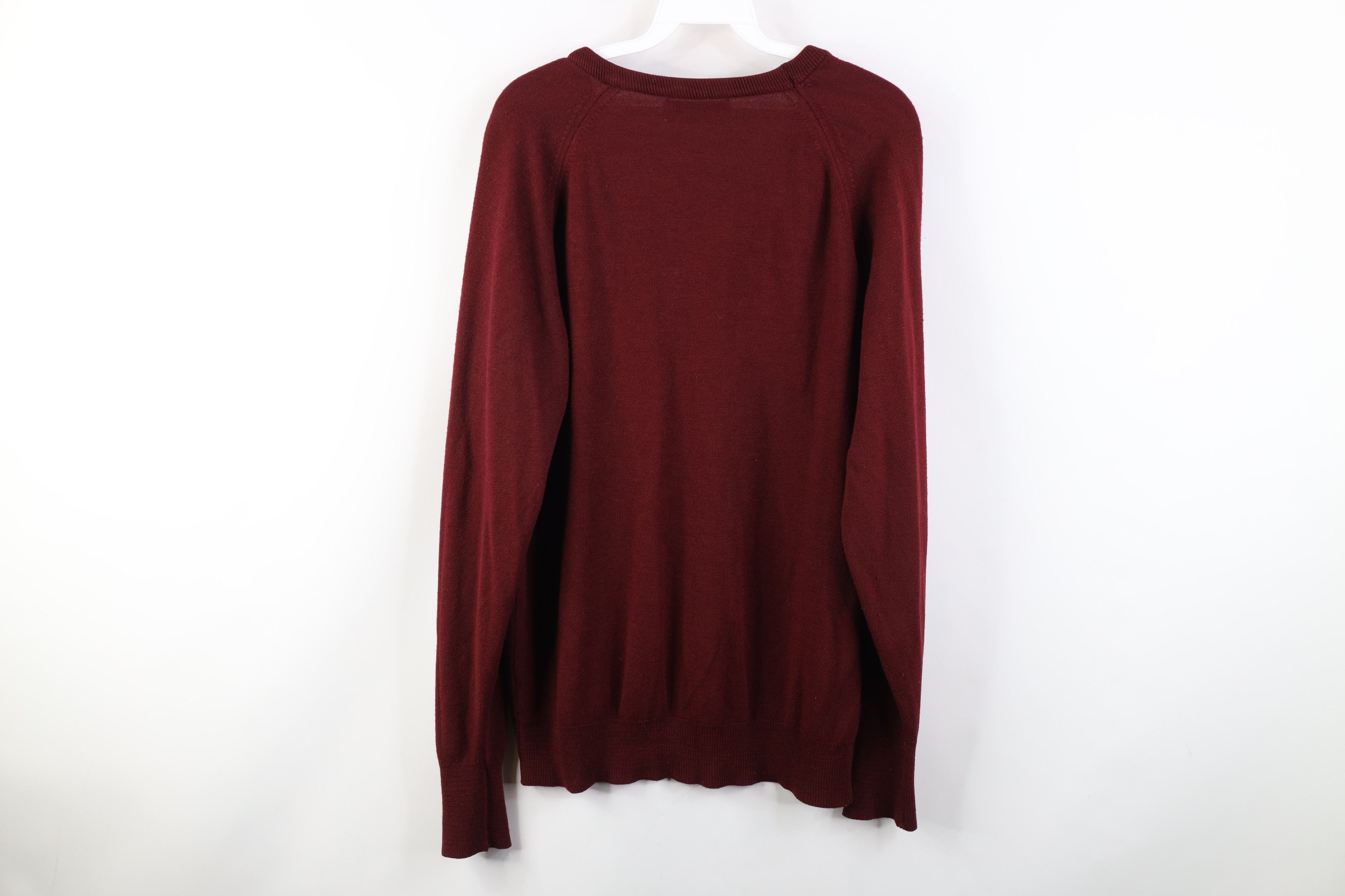 Christian Dior Monsieur Vintage 70s 80s Christian Dior V-Neck Sweater Burgundy USA Size US L / EU 52-54 / 3 - 9 Thumbnail