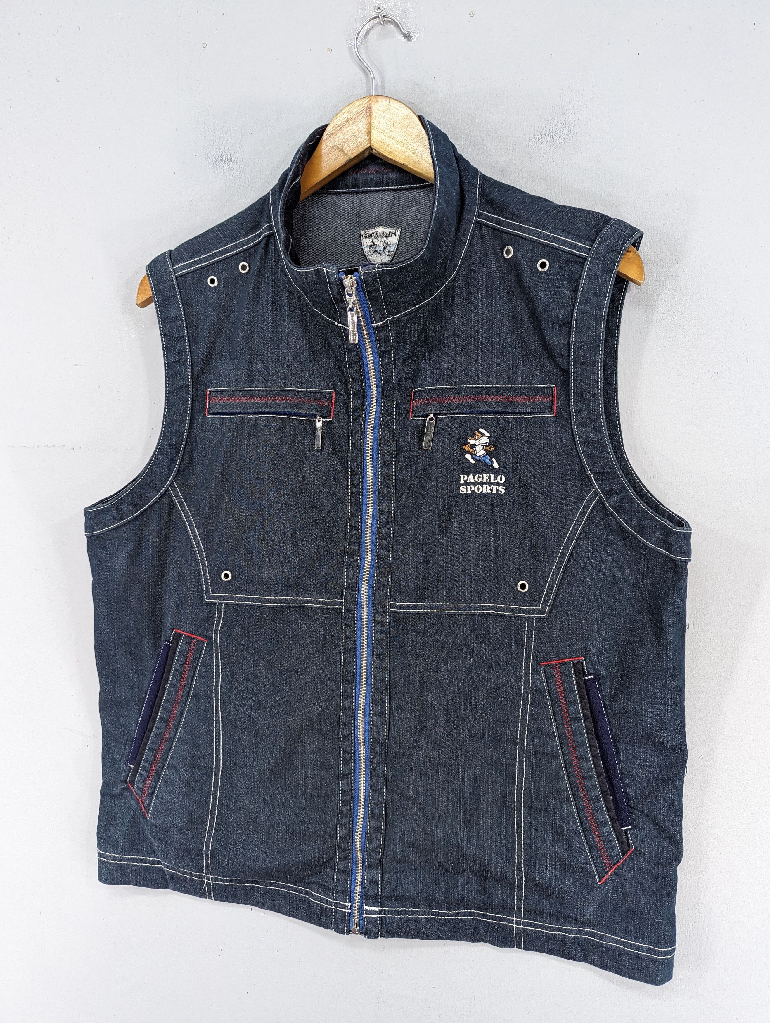 Other Vintage 90s Pagelo Sport Denim Vest Jacket Size US M / EU 48-50 / 2 - 2 Thumbnail