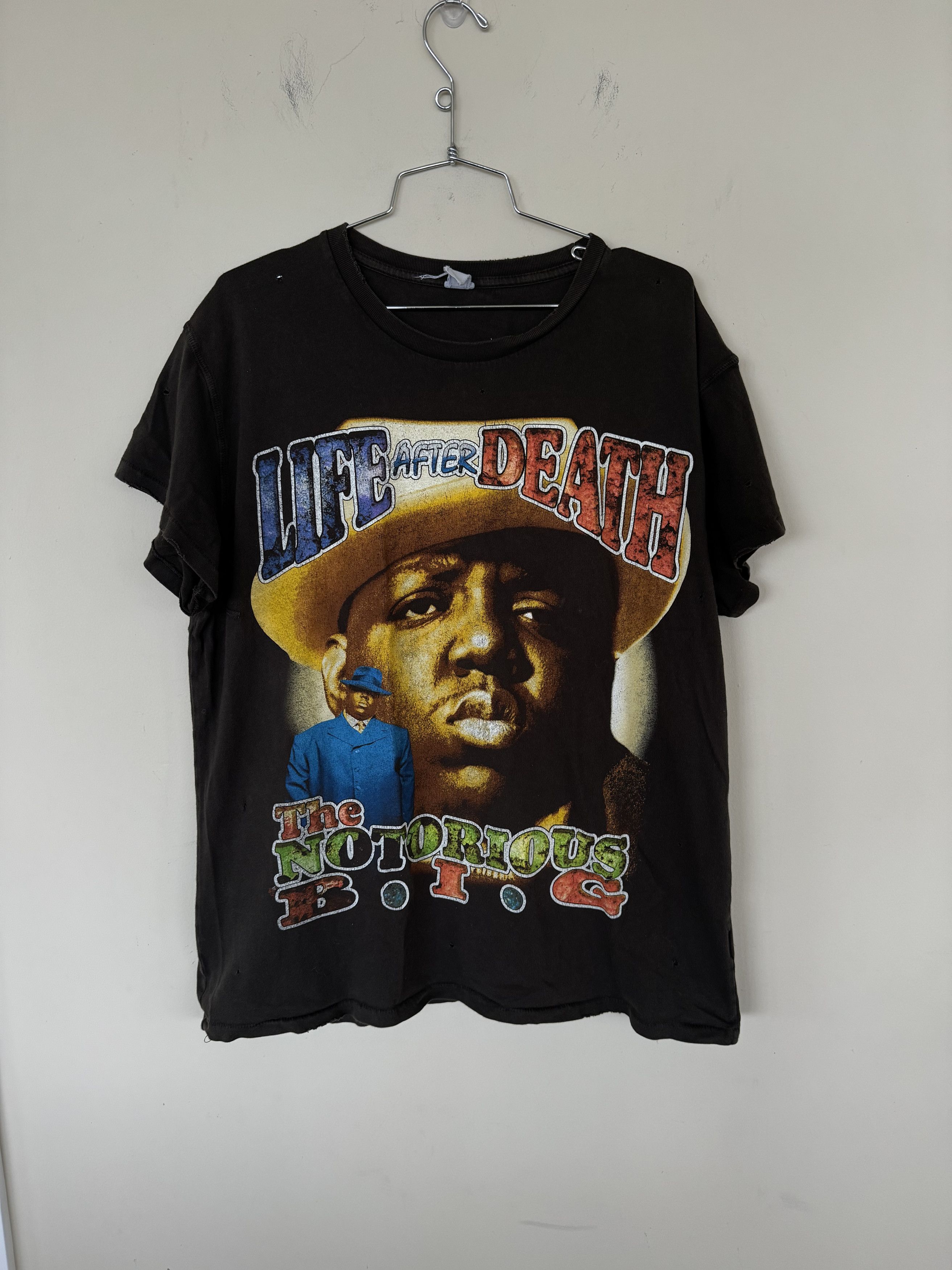 image of Life After Death Biggy Smalls Vintage Tee in Grey, Men's (Size Large)