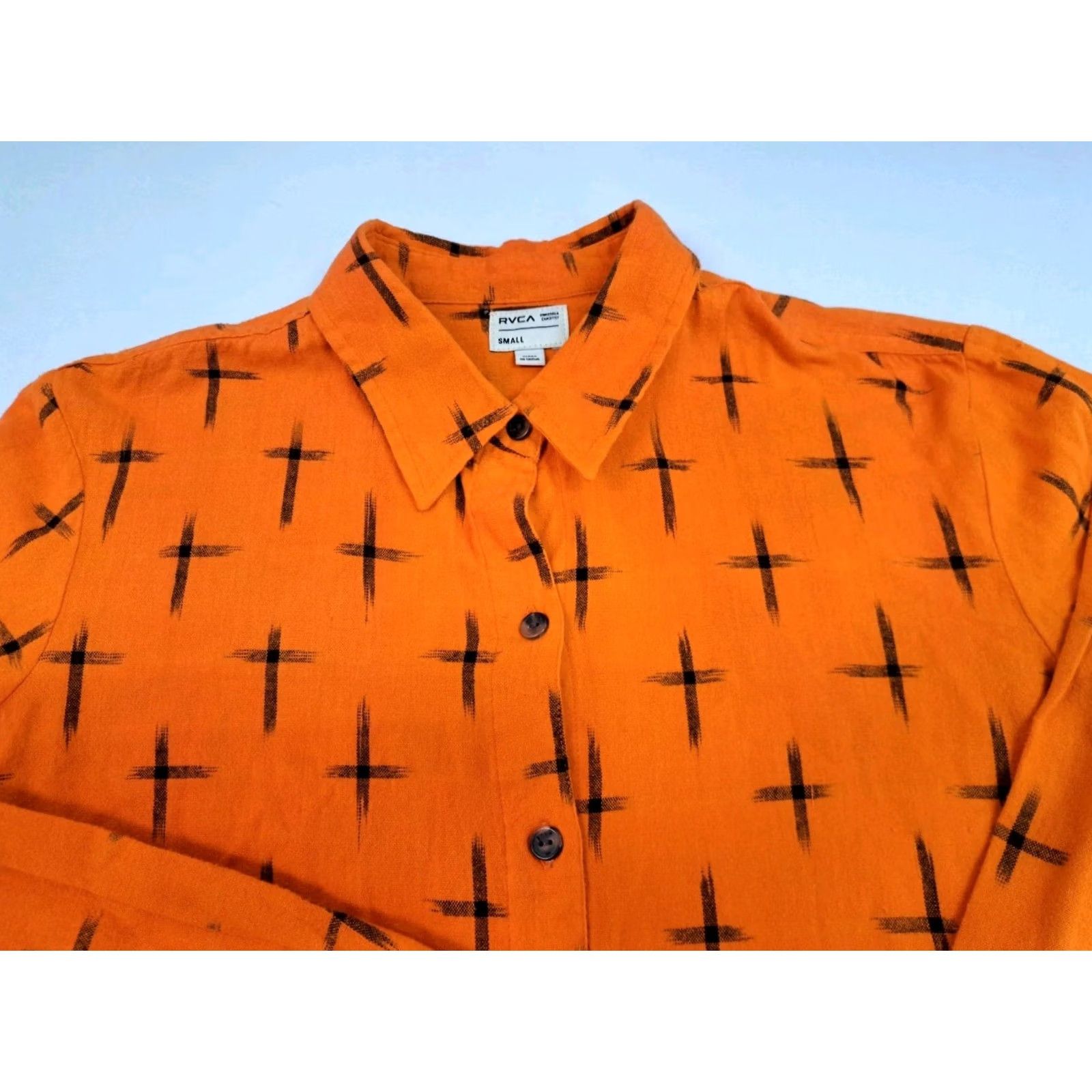 RVCA RVCA Women's Long Sleeve Button Up Woven Shirt Orange/Black Cross Size S Size S / US 4 / IT 40 - 2 Thumbnail