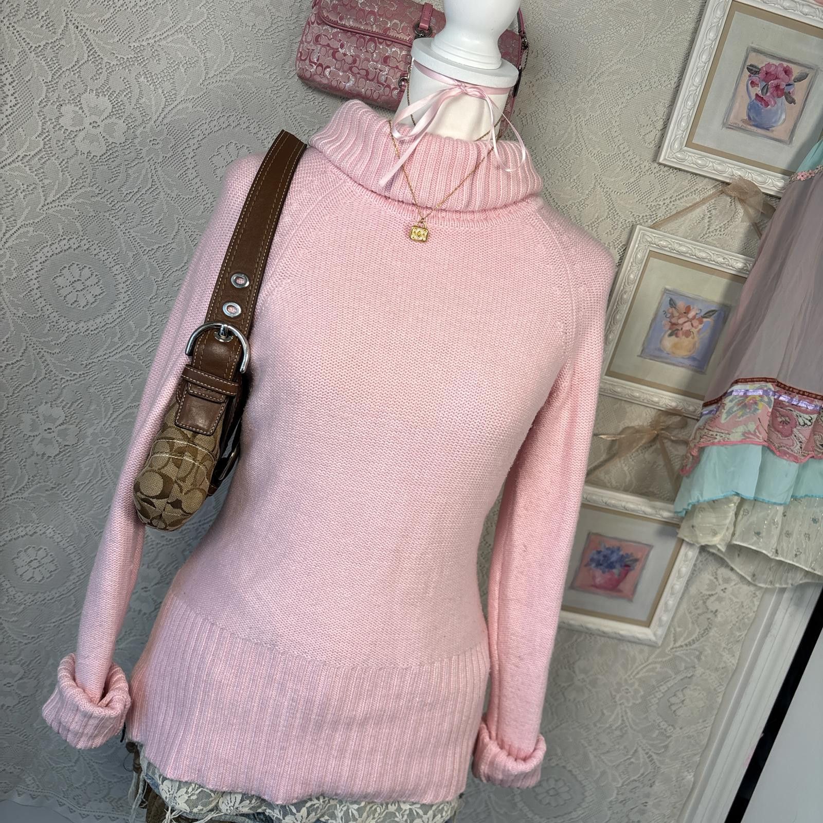 Other vintage cache pink coquette turtle neck sweater Size M / US 6-8 / IT 42-44 - 3 Thumbnail