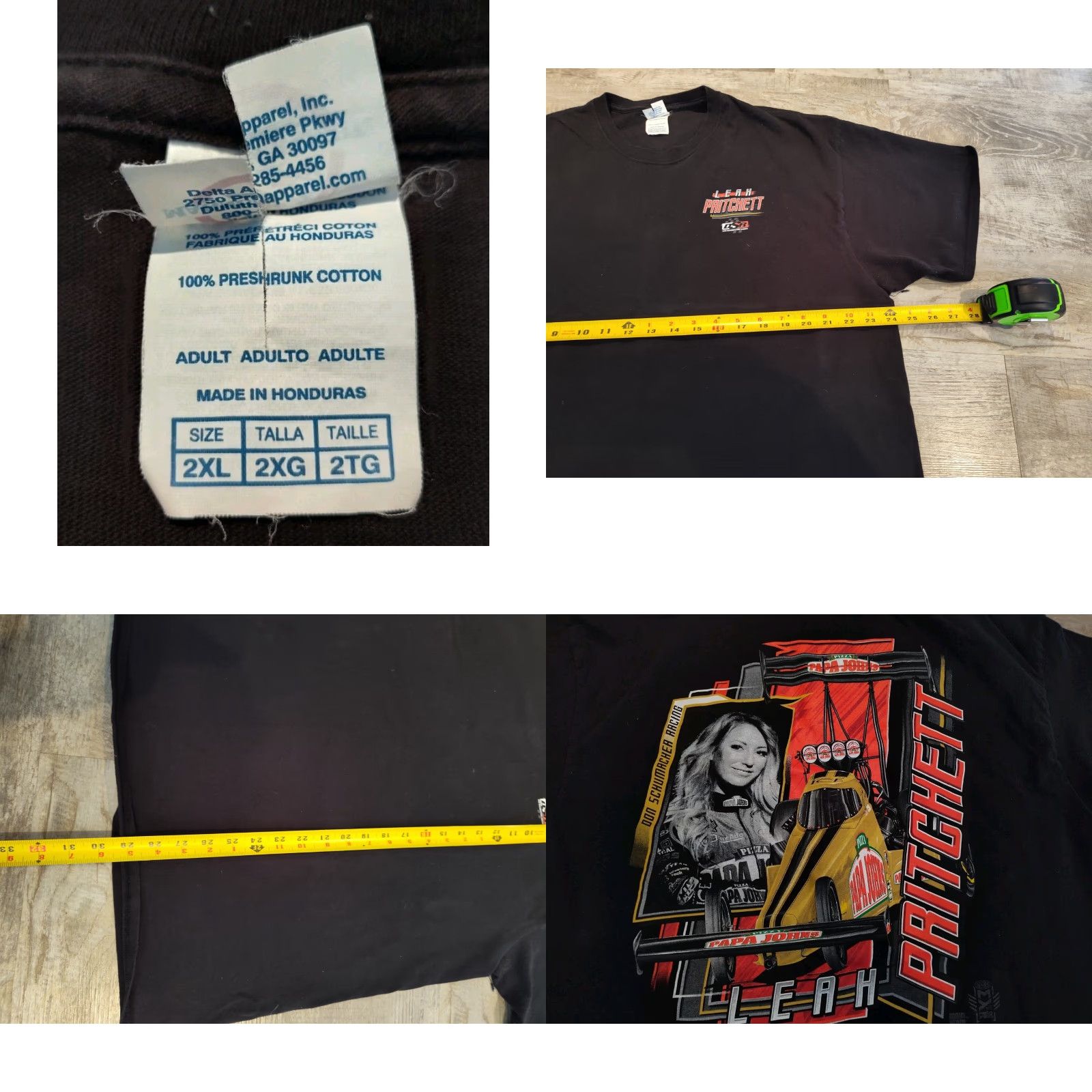 Gildan VINTAGE Leah Pritchett NHRA Drag Racing T-Shirt 2XL Unisex Adults Black Cotton Jersey Racing Logo Size US XXL / EU 58 / 5 - 8 Thumbnail
