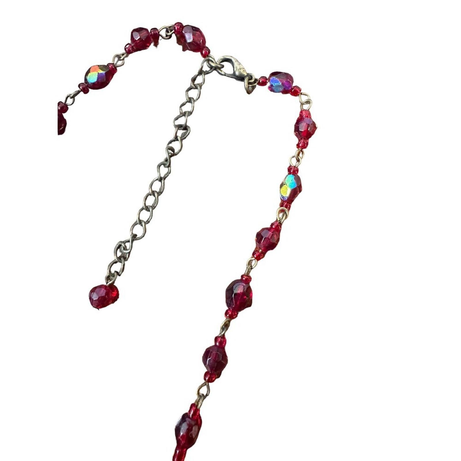 Designer Stunning Vintage Red Crystal Necklace Size ONE SIZE - 8 Thumbnail
