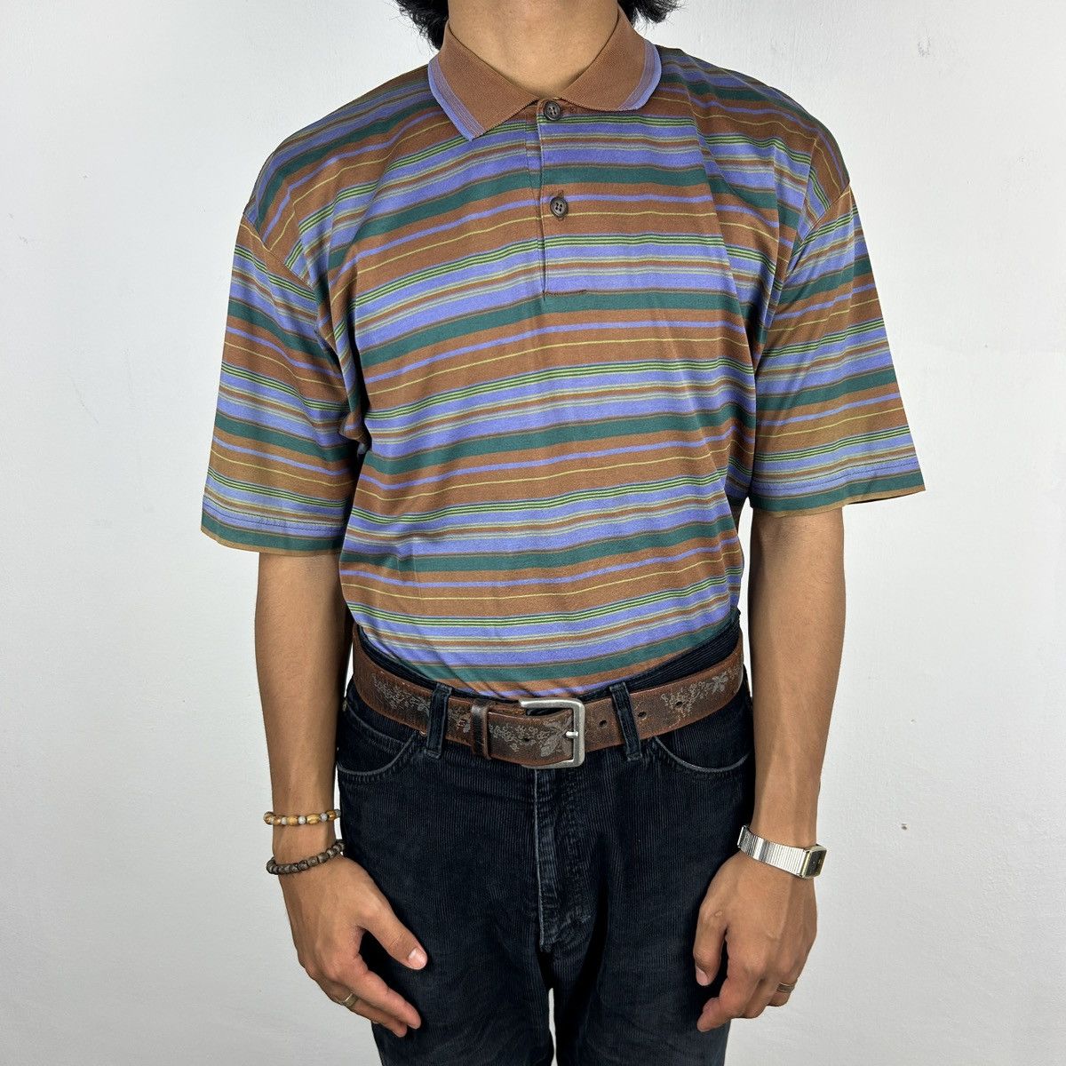 Christian Dior Monsieur × Vintage 1990s Christian Dior Monsieur - Striped Polo Size US L / EU 52-54 / 3 - 7 Thumbnail
