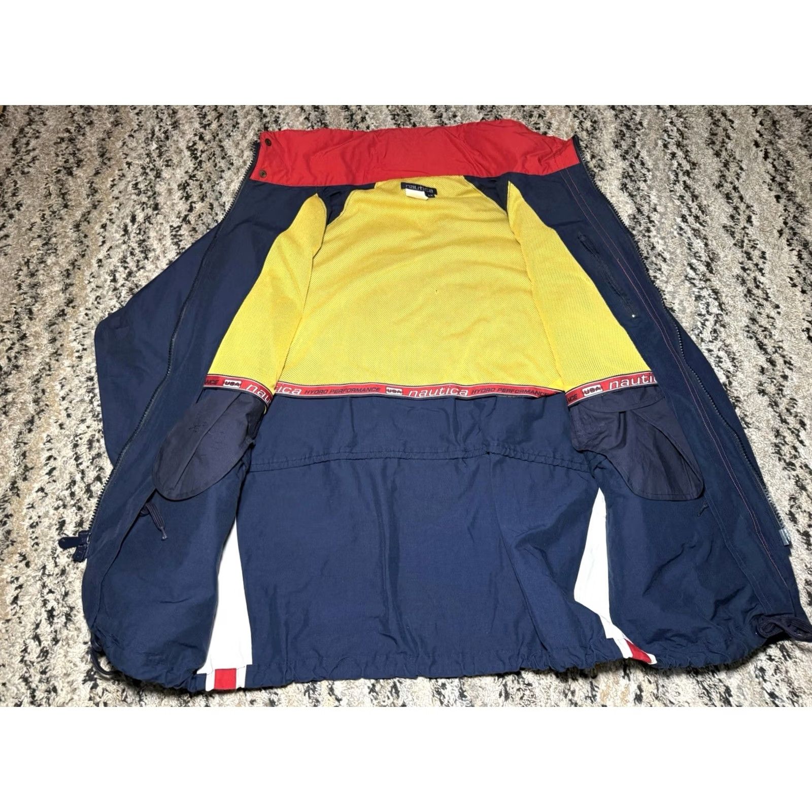 Nautica VINTAGE Nautica Hydro PERFORMANCE Waterproof Sail Boating Fish Jacket Coat Navy Mens M Blue Waterproof Water Resistant Hood Hidden Many pockets 90s Size US M / EU 48-50 / 2 - 6 Thumbnail