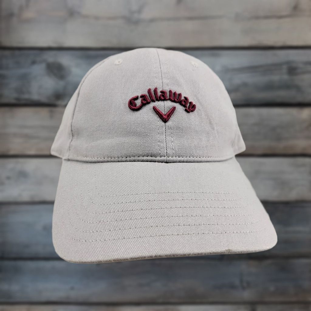Callaway Callaway Hat Cap Gray Strapback Adjustable Embroidered Baseball Cap Mens Cotton Canvas Logo Sports Size ONE SIZE - 1 Thumbnail