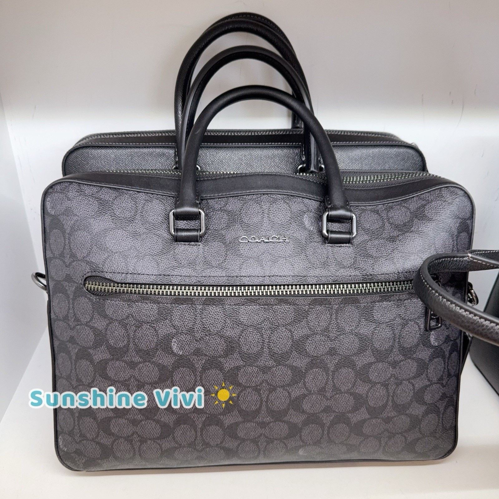 Coach NWT Coach Ethan Slim Brief Signature Canvas Black CV917 Size ONE SIZE - 1 Thumbnail