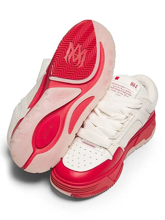 Amiri o1s1wg110426 MA-1 Leather Sneakers in Black/Red Size US 10 / EU 43 - 5 Thumbnail