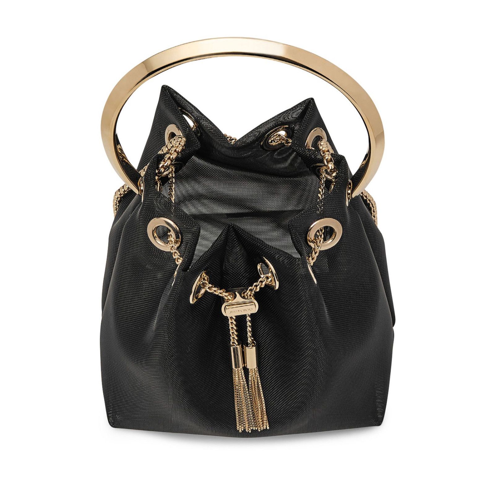 Jimmy Choo JIMMY CHOO Bon Bon Black/Light Gold Raffia Top Handle Bag Ne Size ONE SIZE - 3 Thumbnail