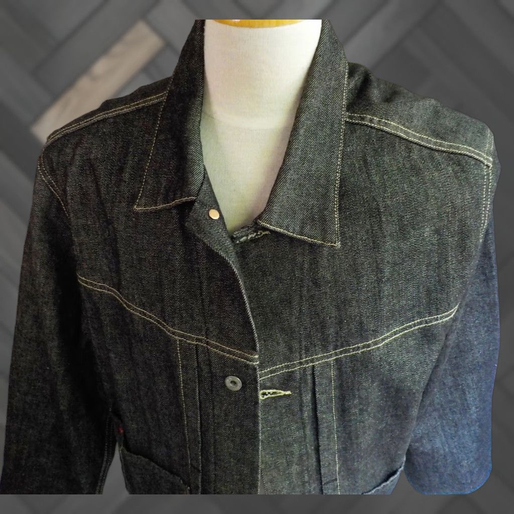 Guess GUESS Denim Jacket Mens Black Trucker Button Front Large SIZE LARGE Denim Jacket 100% Cotton Casual Vintage style Size US 33 - 1 Thumbnail