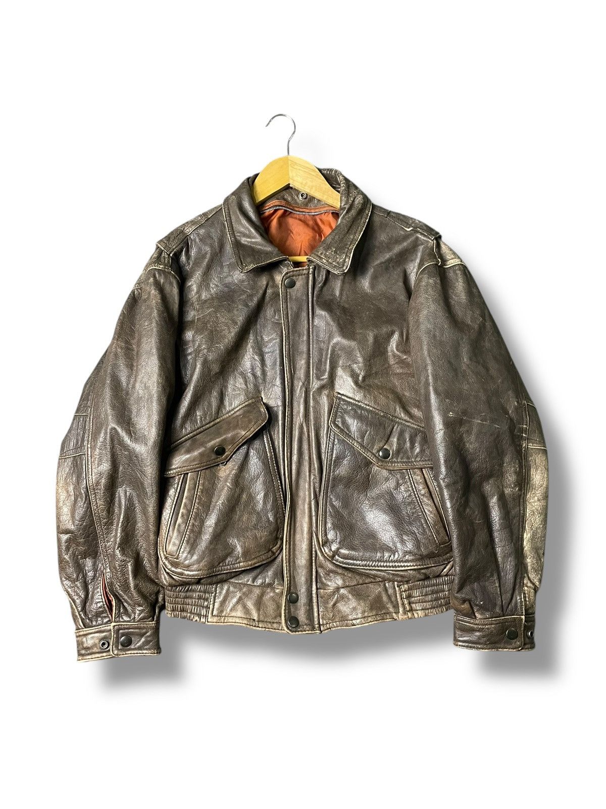 Vintage Japanese Brand Utility Pocket Leather Jacket (101) Size US XXS / EU 40 - 1 Thumbnail