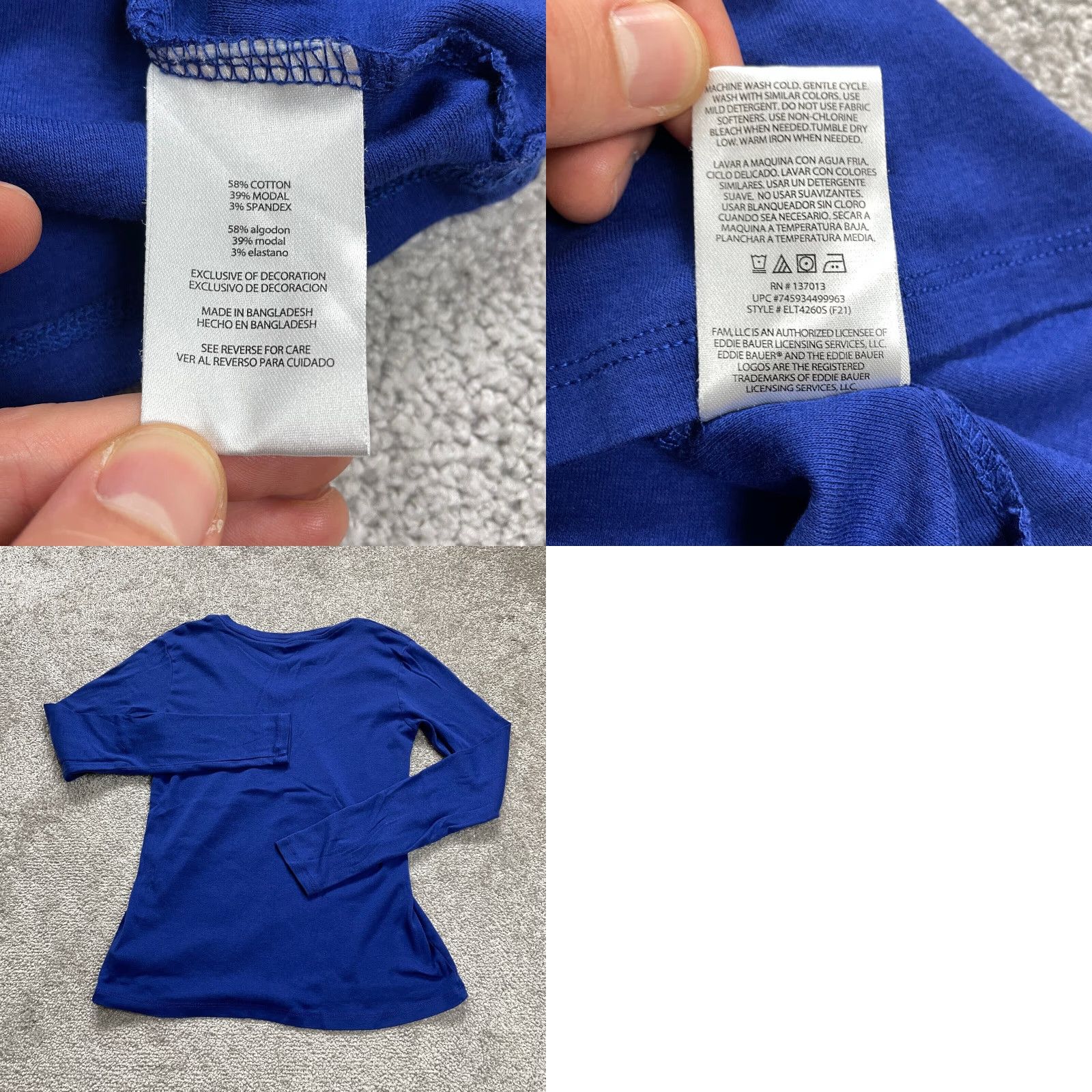 Eddie Bauer VINTAGE Eddie Bauer Women's Shirt Small Blue Long Sleeve V-Neck Casual Cotton Basic 90s Womens Size S / US 4 / IT 40 - 8 Thumbnail