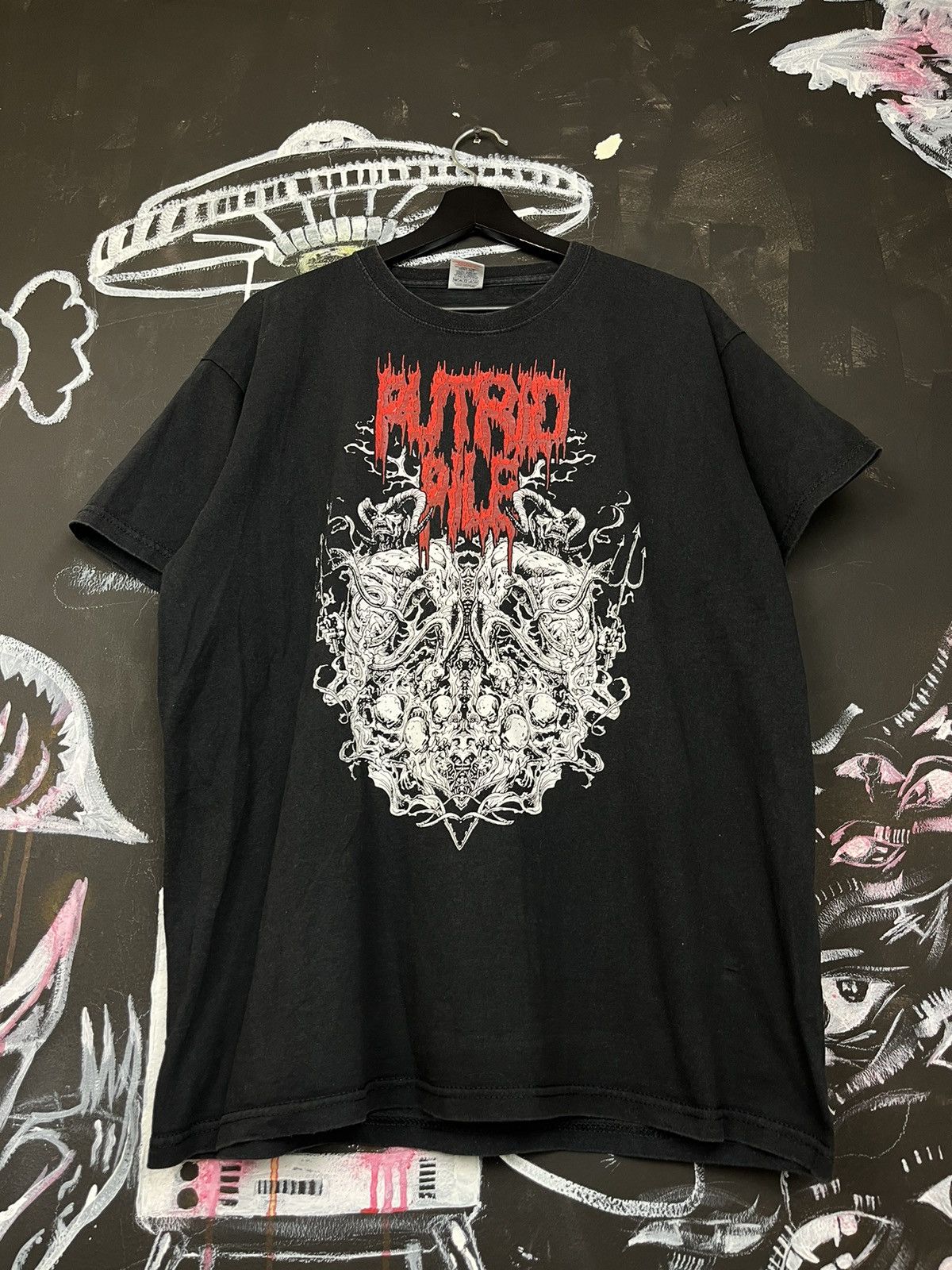 Band Tees × Vintage Vintage Putrid Pile God of Degradation Metal Band Black Tee Size US XL / EU 56 / 4 - 2 Thumbnail