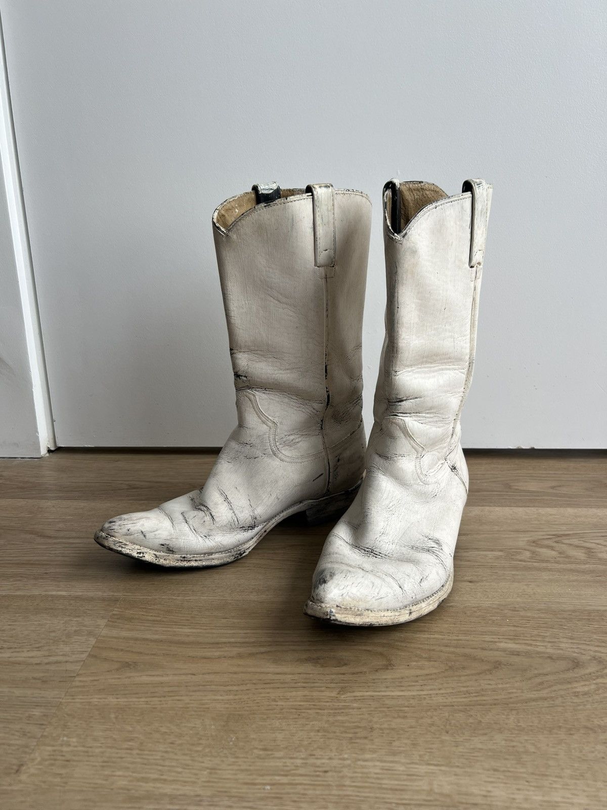 Maison Margiela SS00 White Painted Cowboy Boots Size US 9 / EU 42 - 1 Thumbnail