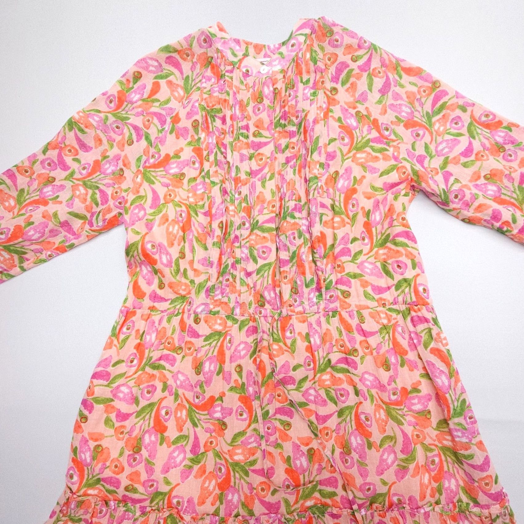 Banjanan Banjanan Maxi Dress in Mini Bloom Rose XS Multicolor Cotton Knit Floral 3/4 Sleeve Collared Button Bohemian Casual Party/Cocktail Travel Lightweight Size XS / US 0-2 / IT 36-38 - 5 Thumbnail
