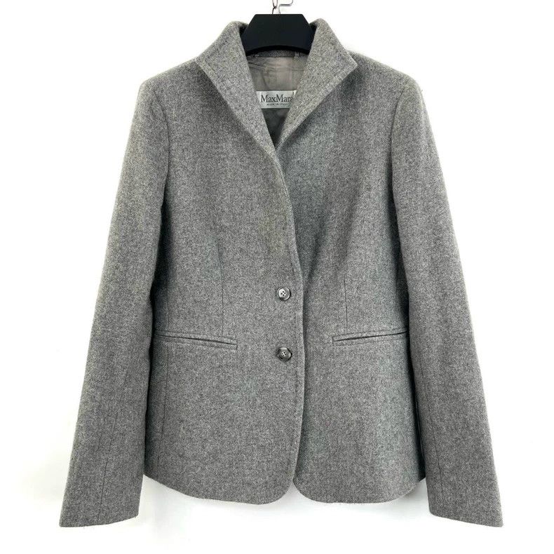 Max Mara Max Mara Grey cashmere blazer Size L / US 10 / IT 46 - 1 Thumbnail