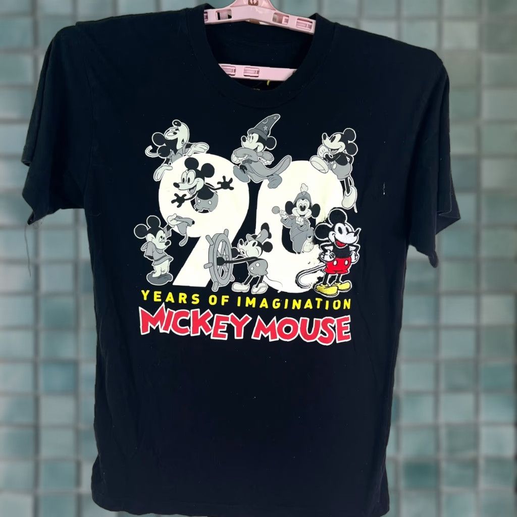 Disney Mickey Mouse 90th Celebration T Shirt Disney Adult M Black Cotton Polyester Knit Crew Neck Short Sleeve Mens Size US M / EU 48-50 / 2 - 1 Thumbnail