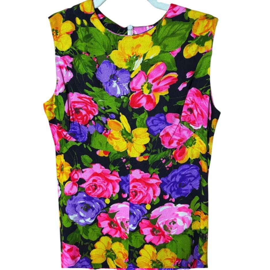 Vintage Vintage 60s Black Pink Floral Sleeveless Maxi Dress XS Small Size XS / US 0-2 / IT 36-38 - 3 Thumbnail