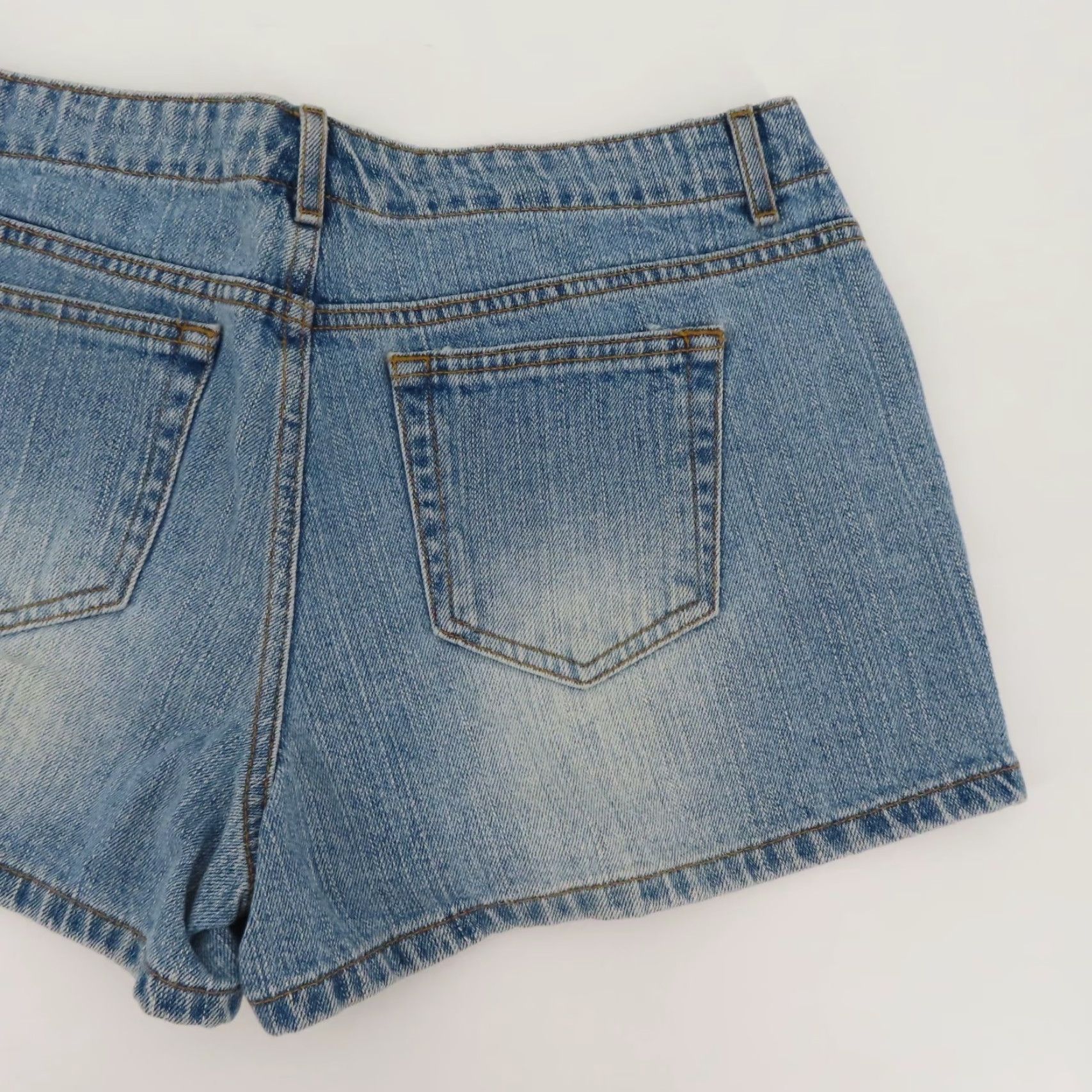 Denime VINTAGE SO Juniors 11 Denim Short Y2K Blue Whiskered Pockets Cotton Shorts Size 32" / US 10 / IT 46 - 6 Thumbnail