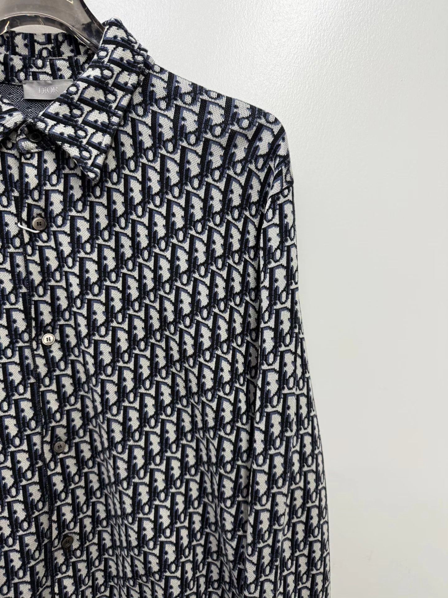 Dior Dior Black & White Oblique Print Knit Long-Sleeve Shirt Size US L / EU 52-54 / 3 - 3 Thumbnail